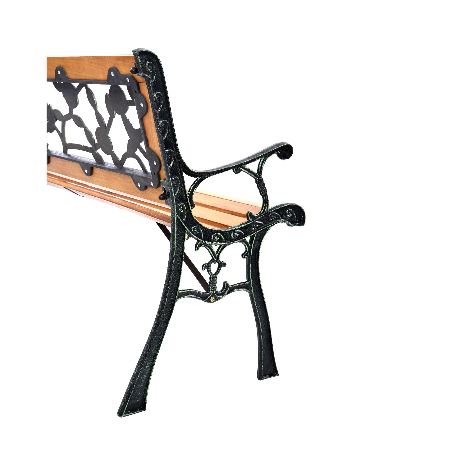 Topbuy Garden Iron Bench Porch Path Hardwood Chair for Patio Park Outdoor Deck