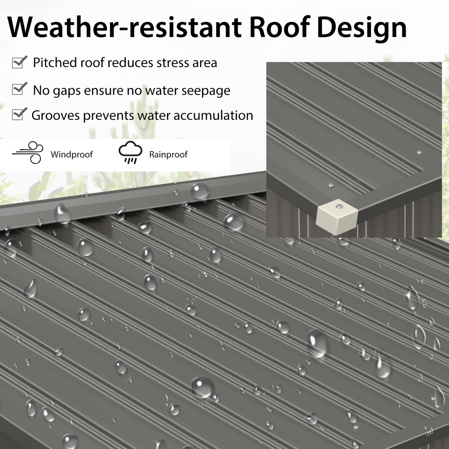 Topbuy 6' x 4' Outdoor Storage Shed Weather Resistant Galvanized Steel Shed with Tilted Roof Lockable Sliding Doors & 4 Air Vents