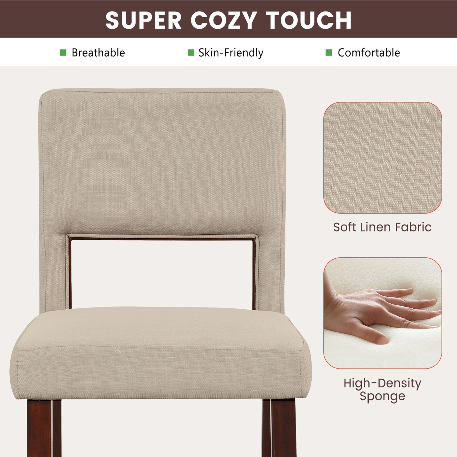 Gymax 4-Piece Linen Fabric/PVC Leather Counter Height Bar Stool Set w/ Back & Rubber Wood Legs