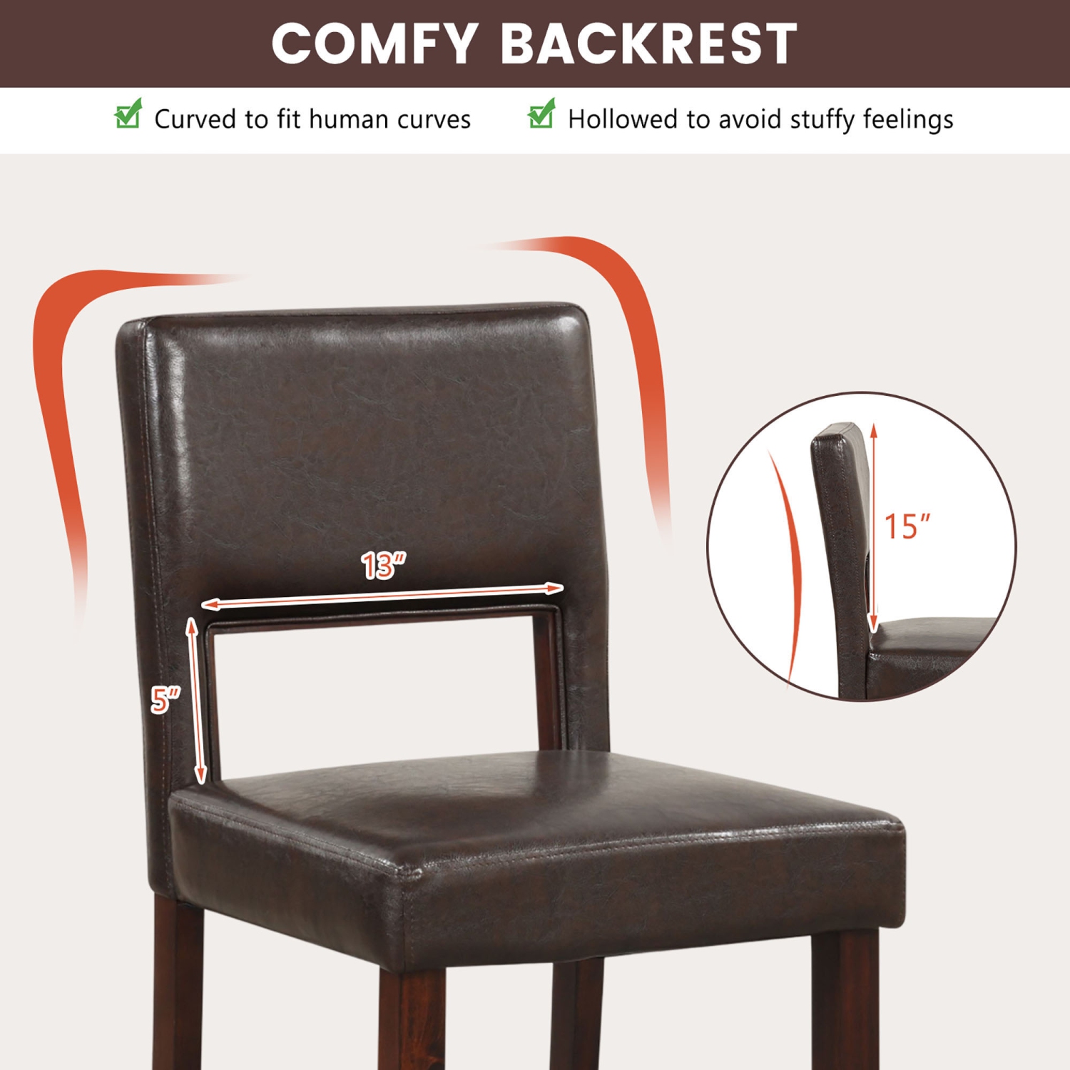 Gymax 4-Piece Linen Fabric/PVC Leather Counter Height Bar Stool Set w/ Back & Rubber Wood Legs