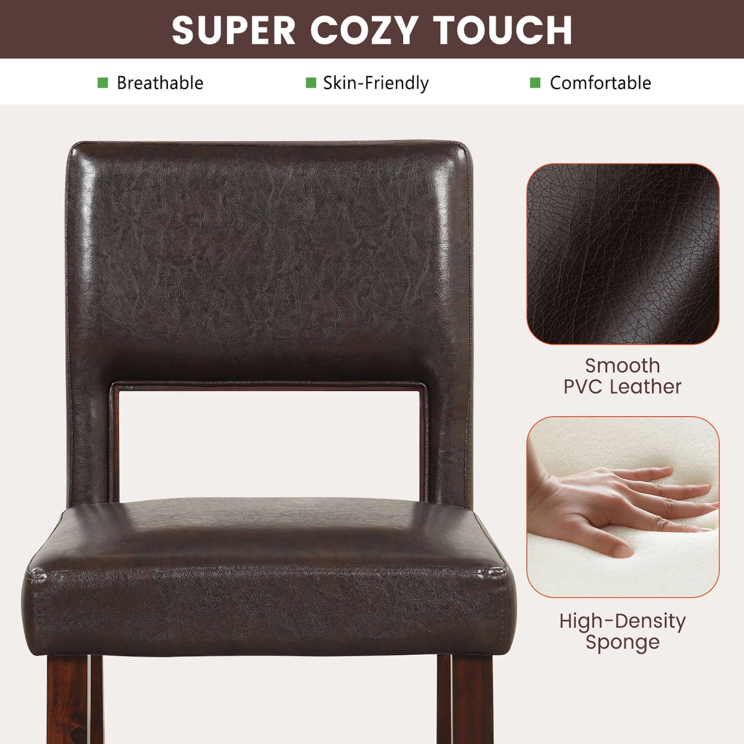 Gymax 4-Piece Linen Fabric/PVC Leather Counter Height Bar Stool Set w/ Back & Rubber Wood Legs