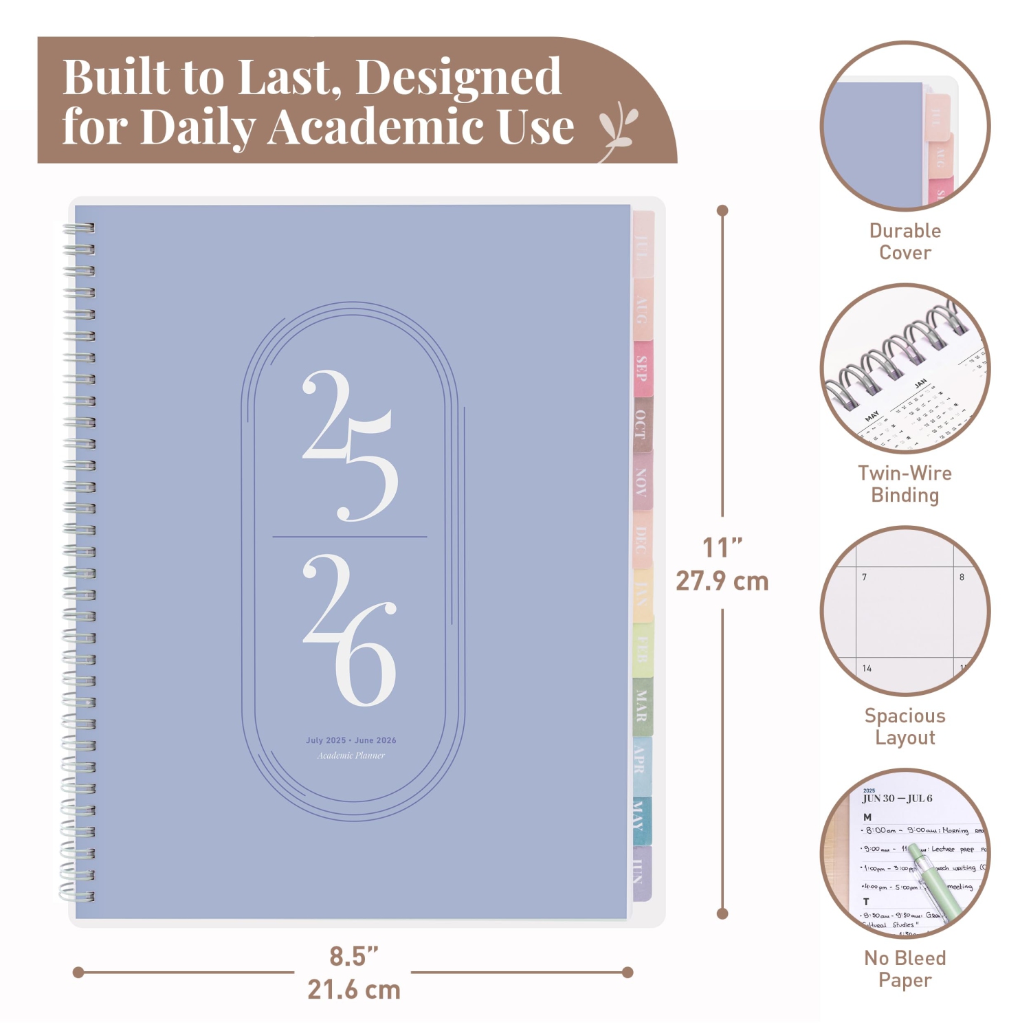Rileys & Co 2025-2026 12-month Academic Weekly & Monthly Agenda Planner 8.5 x 11 in Midnight Blue