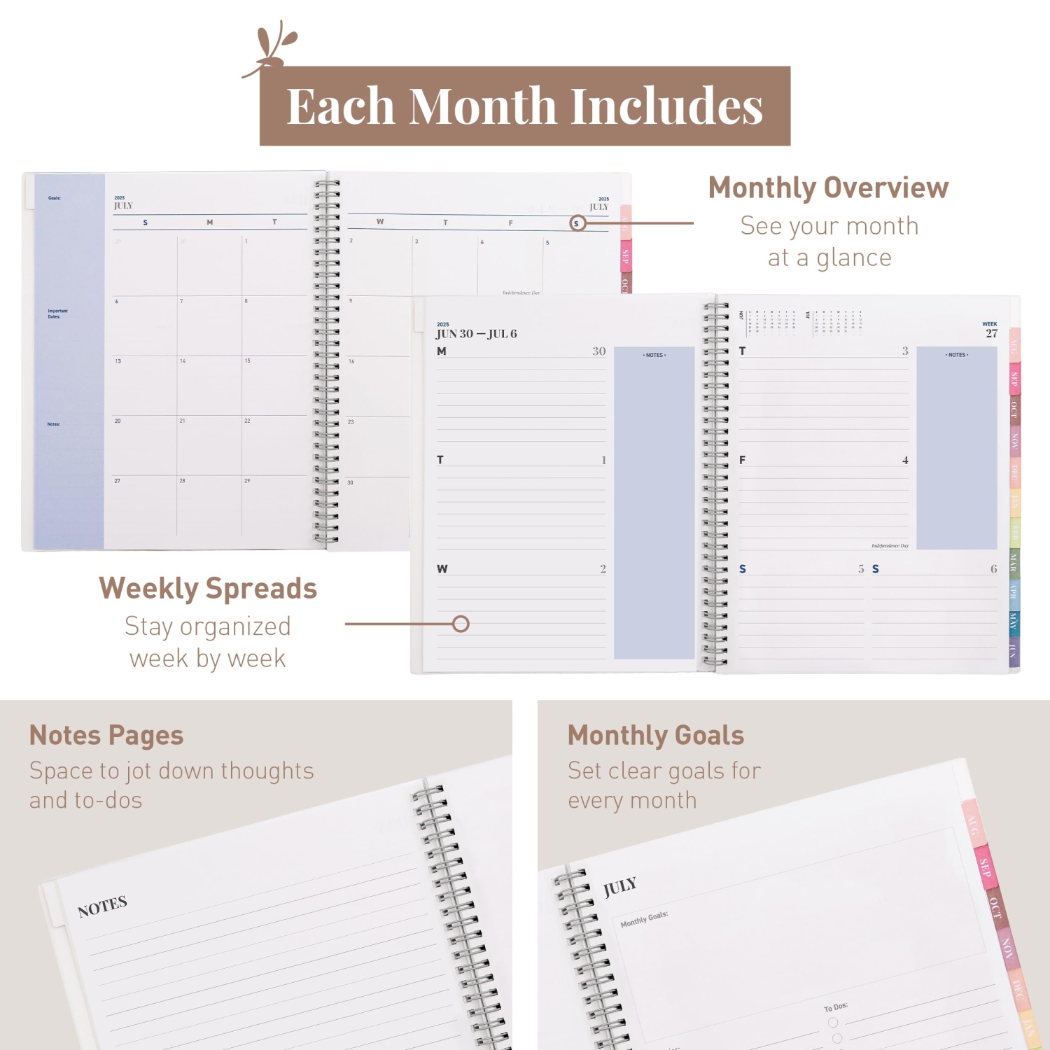 Rileys & Co 2025-2026 12-month Academic Weekly & Monthly Agenda Planner 8.5 x 11 in Midnight Blue