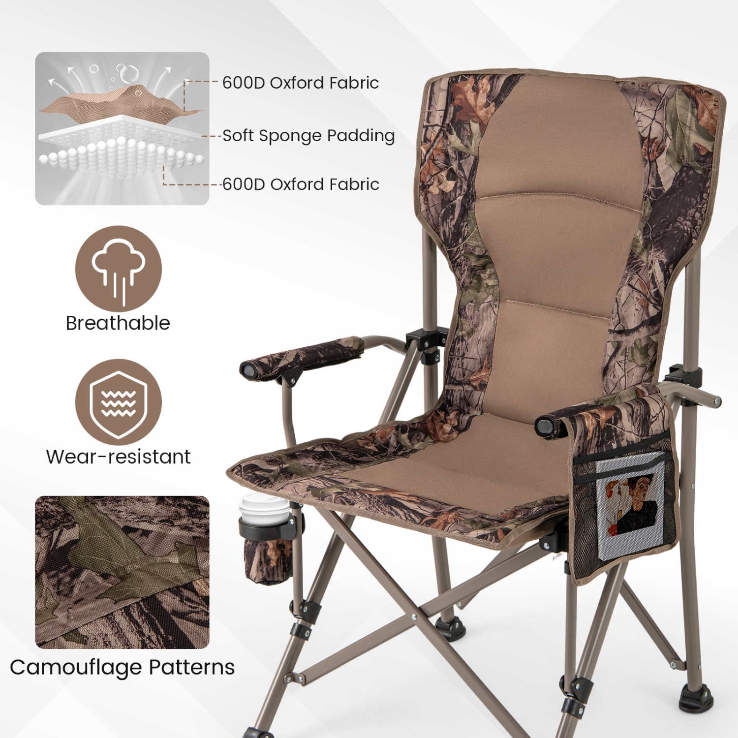 Gymax Folding Camping Chair Portable Lawn Chair w/Cup Holder