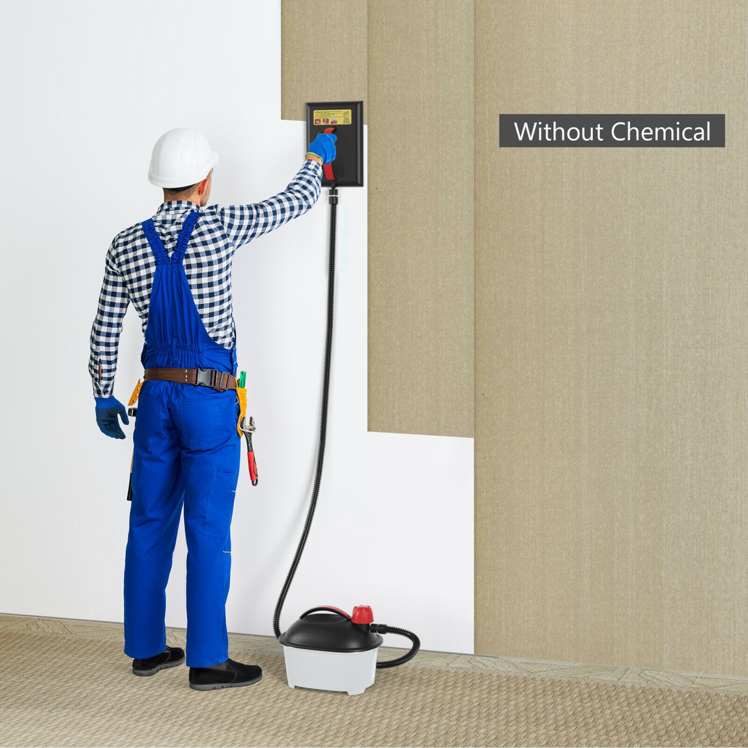 Gymax 1500W Wallpaper Steamer Chemical-free Wallpaper Removal w/ 1 Gallon Reservoir