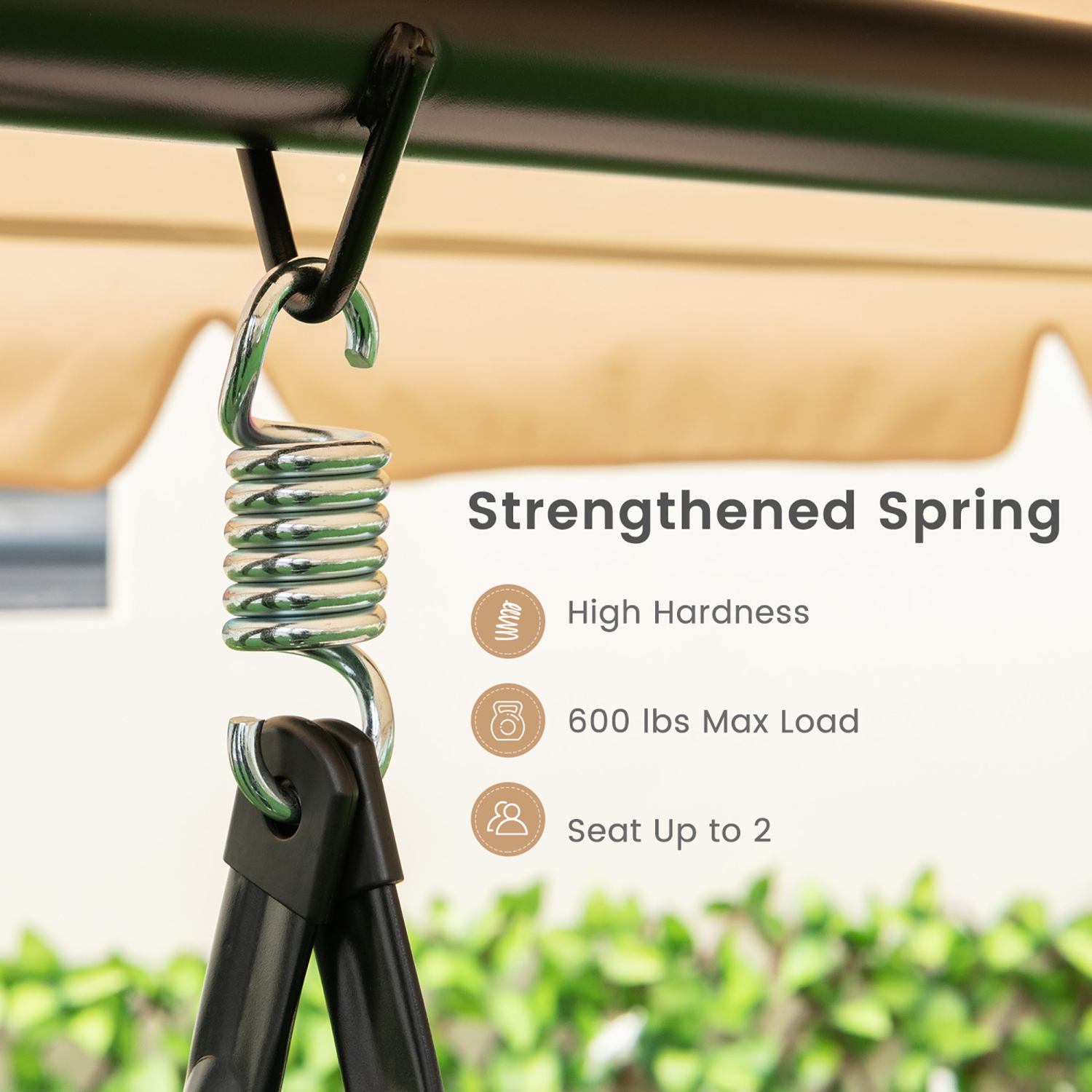 Gymax Outdoor Swing Chair Glider Patio Hammock Converting Flatbed w/ Adjustable Canopy