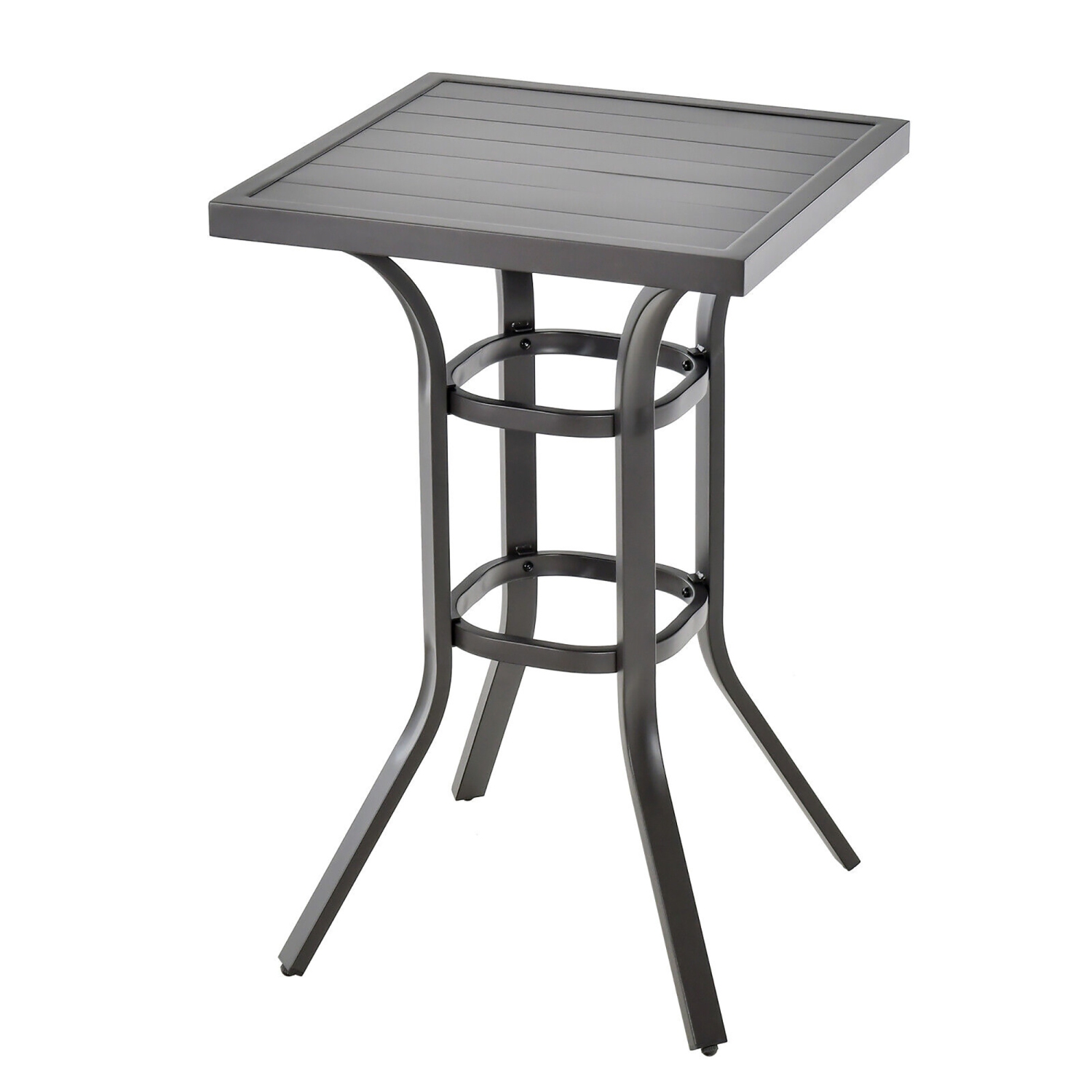 Gymax 24'' Outdoor Bar Table Patio Bar Height Table w/ Aluminum Tabletop