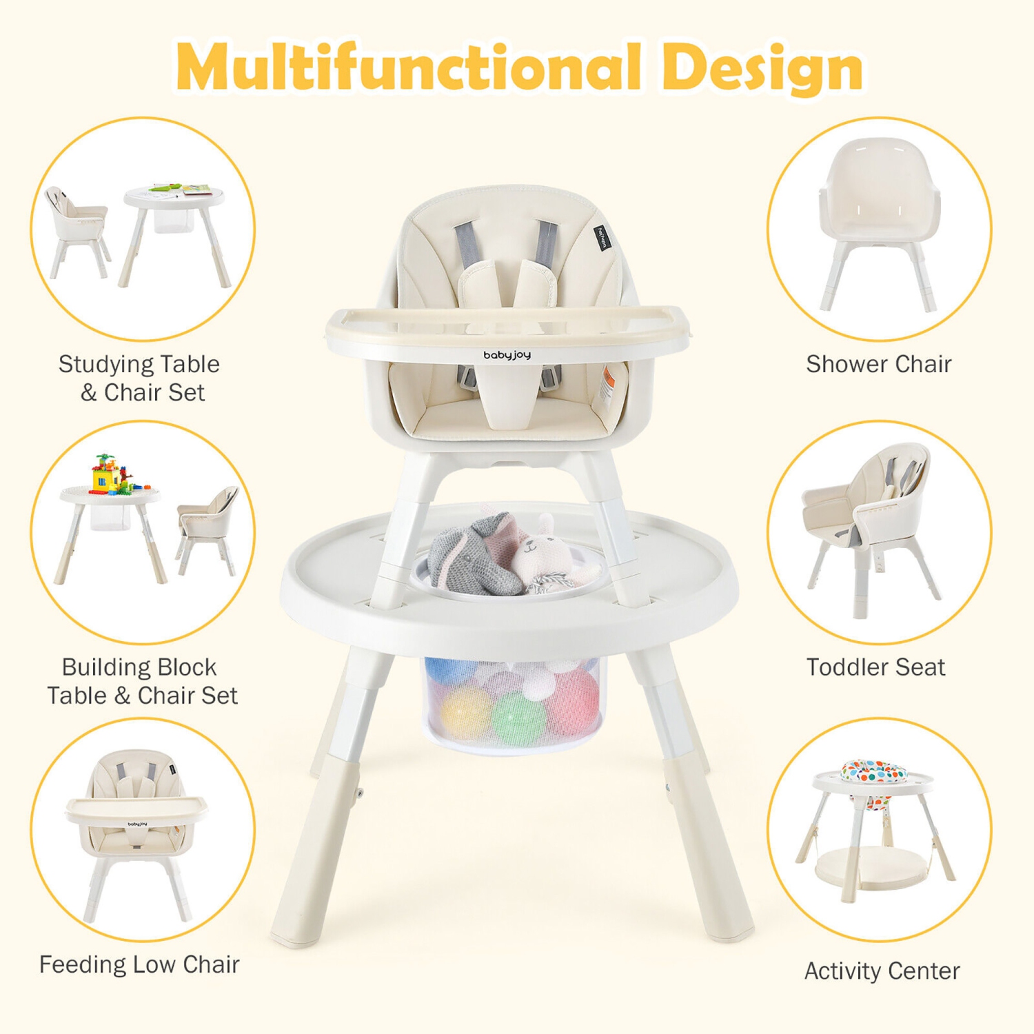 Gymax 6 in 1 Baby High Chair Infant Activity Center w/ Height Adjustment