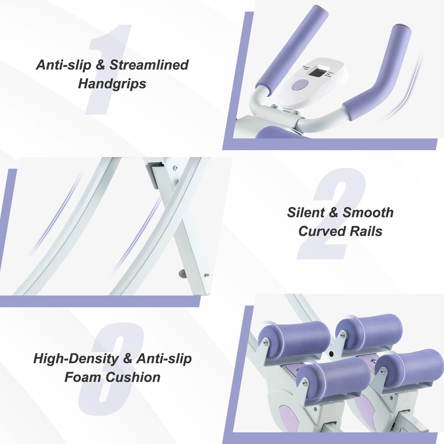 Gymax Ab Machine Foldable Core & Abdominal Workout Trainer Cruncher Adjustable Heights