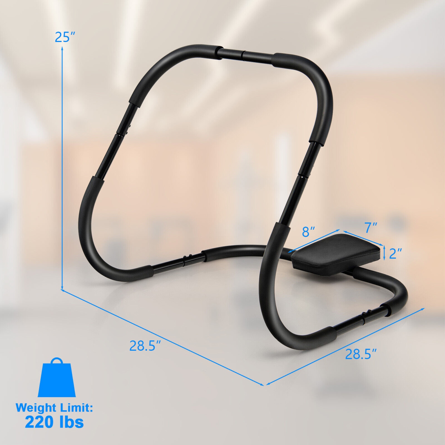 Gymax Portable AB Trainer Fitness Crunch Workout Exerciser w/Headrest Home Office Gym