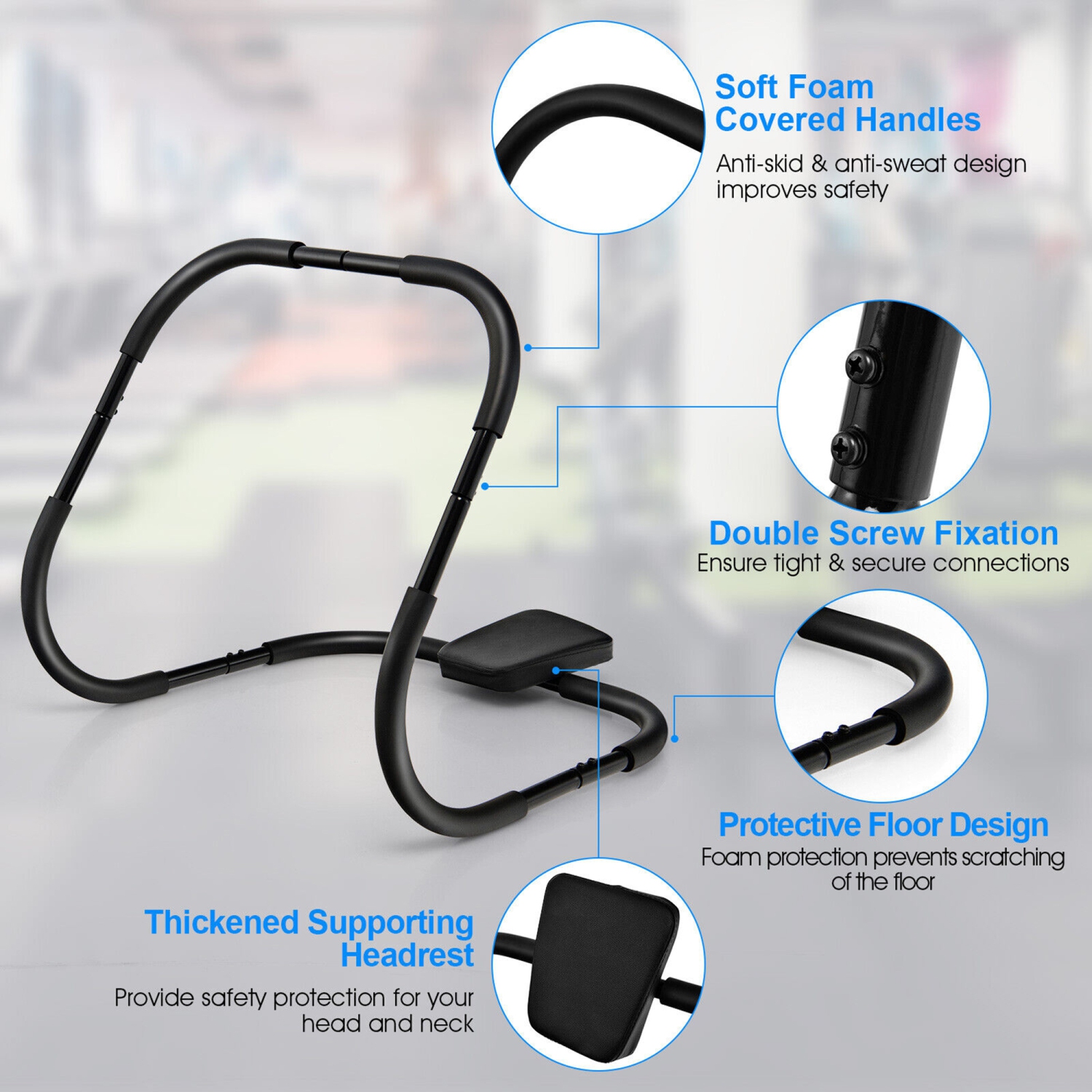 Gymax Portable AB Trainer Fitness Crunch Workout Exerciser w/Headrest Home Office Gym