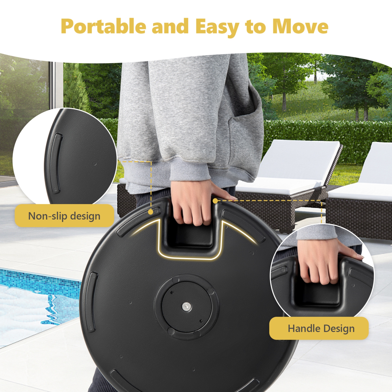 Socle de parasol à remplir pour l'eau et le sable de Topbuy base ronde de 20 po pour socle de parasol porte-parapluie