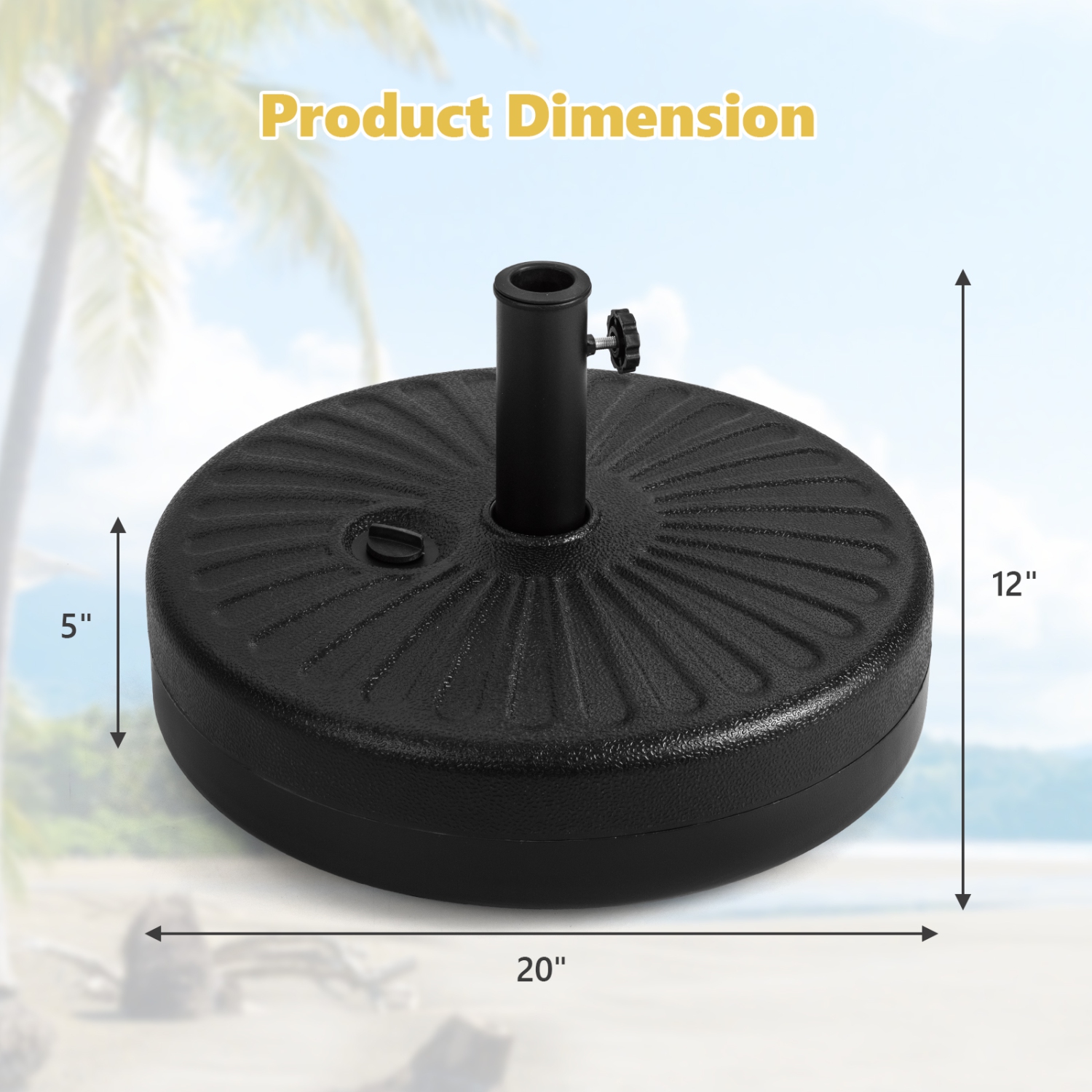 Socle de parasol à remplir pour l'eau et le sable de Topbuy base ronde de 20 po pour socle de parasol porte-parapluie
