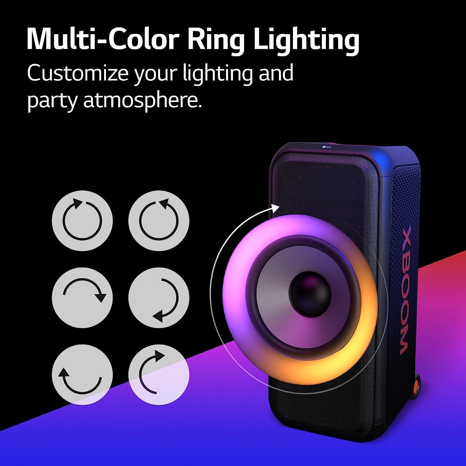 LG XBOOM XL7 Portable Tower Speaker with 250W of Power and Pixel LED Lighting with up to 20 Hrs of Battery Life,Black - Open Box - 10/10 Condition