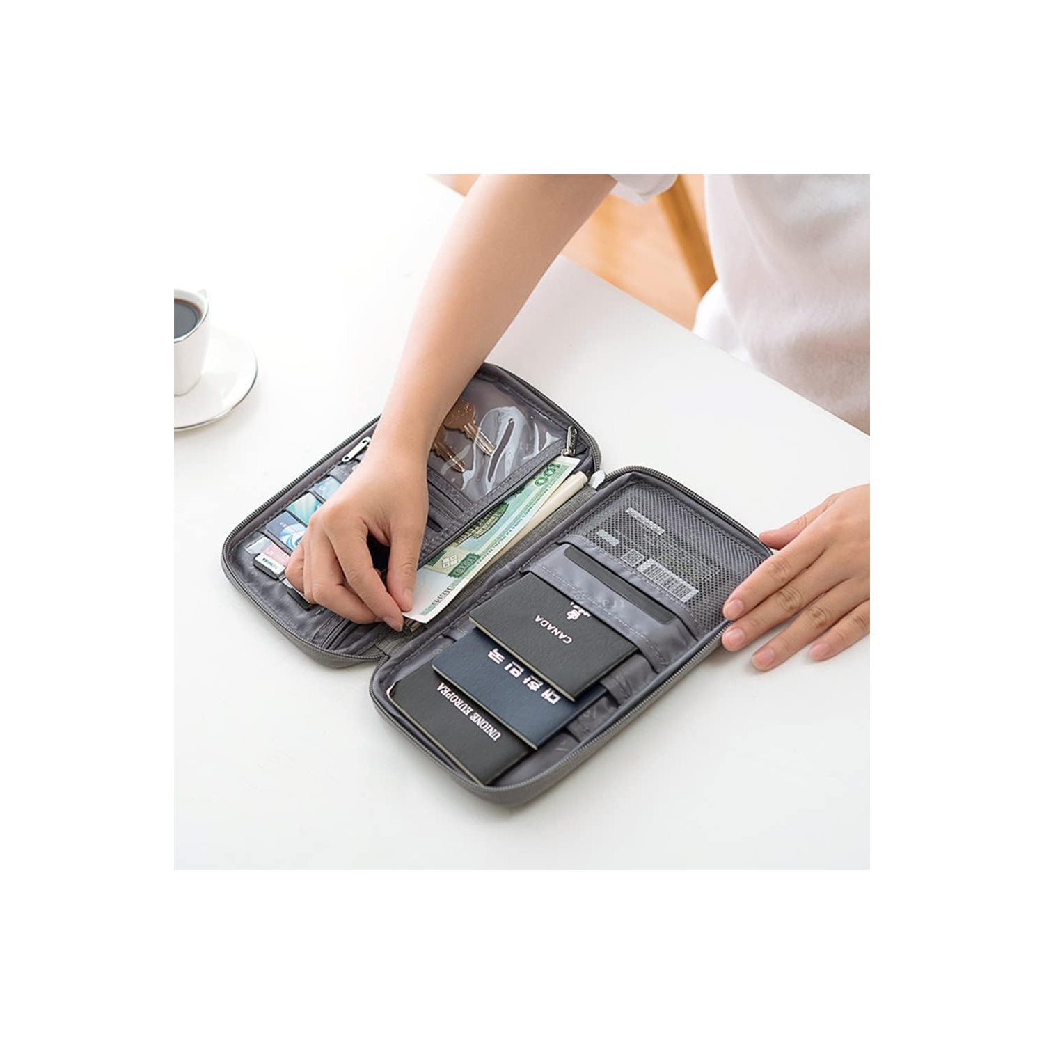 navor Passport / Travel Document Holder, Portable & Foldable Pouch Organizer to Hold Passport, Cell Phone, Tickets, Cards, Boarding Pass, ID, Keys,