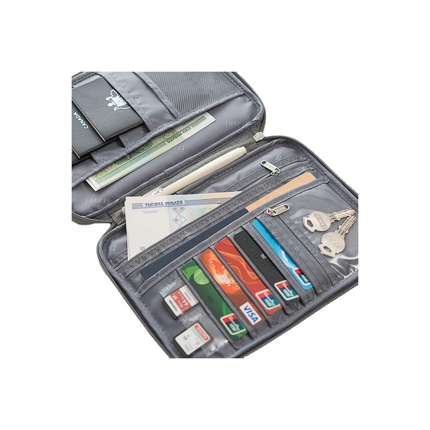 navor Passport / Travel Document Holder, Portable & Foldable Pouch Organizer to Hold Passport, Cell Phone, Tickets, Cards, Boarding Pass, ID, Keys,
