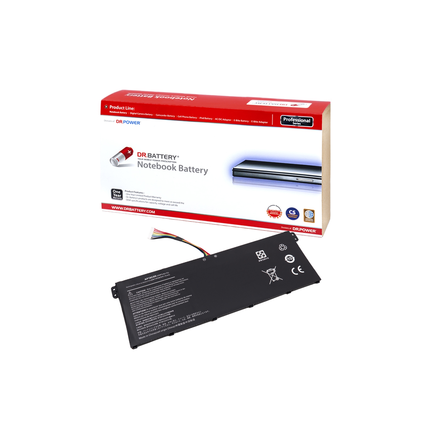 DR. BATTERY AP18C8K AP18C4K 3INP5/82/70 Laptop Battery compatible with Acer TravelMate B1 TravelMate P2 TravelMate SPIN B3 [11.55V 50Wh] **Free