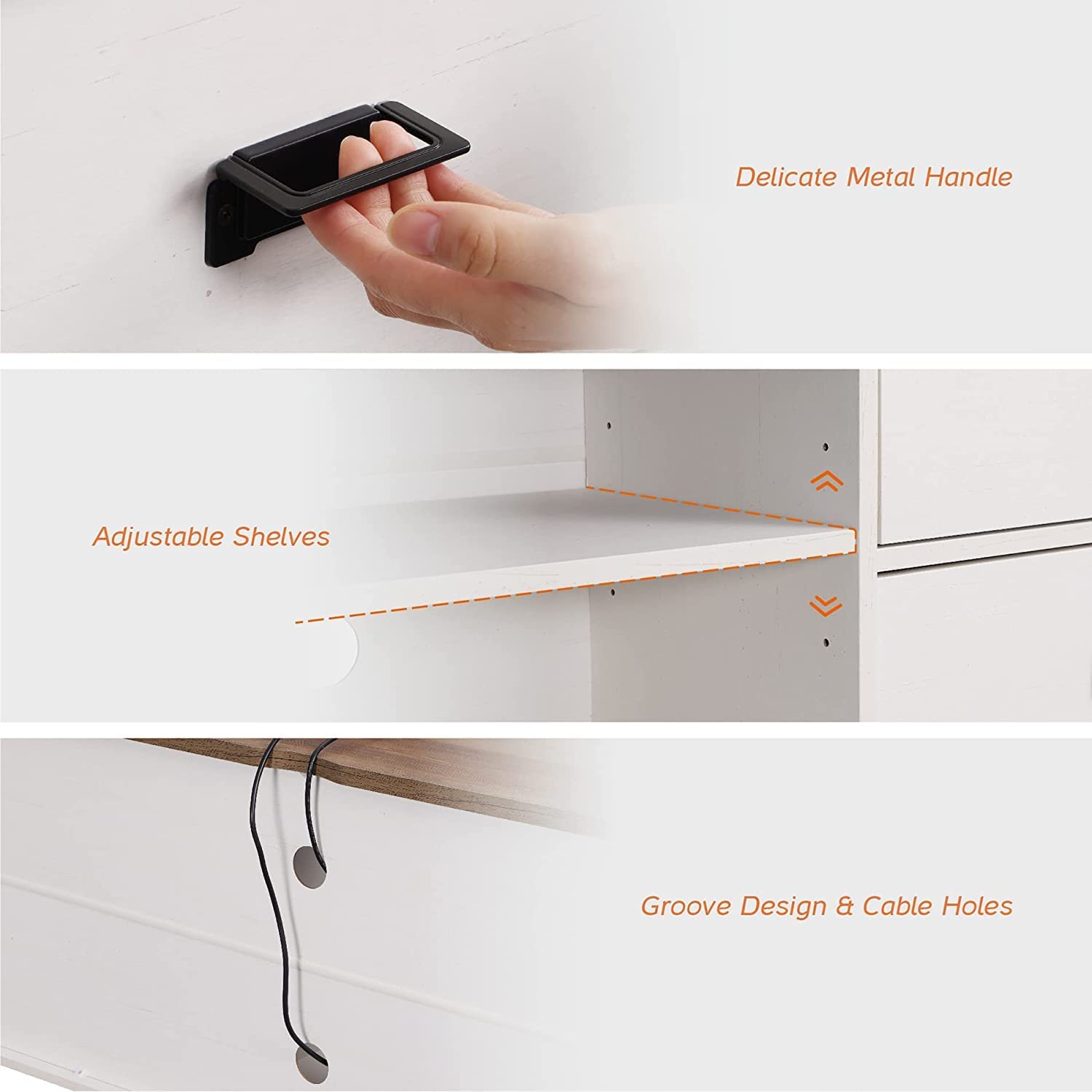 WAMPAT Modern Farmhouse TV Stand for up to 110" TVs Wood Entertainment Center Cabinet with Drawers and Adjustable Shelf for Living Room, Cream White