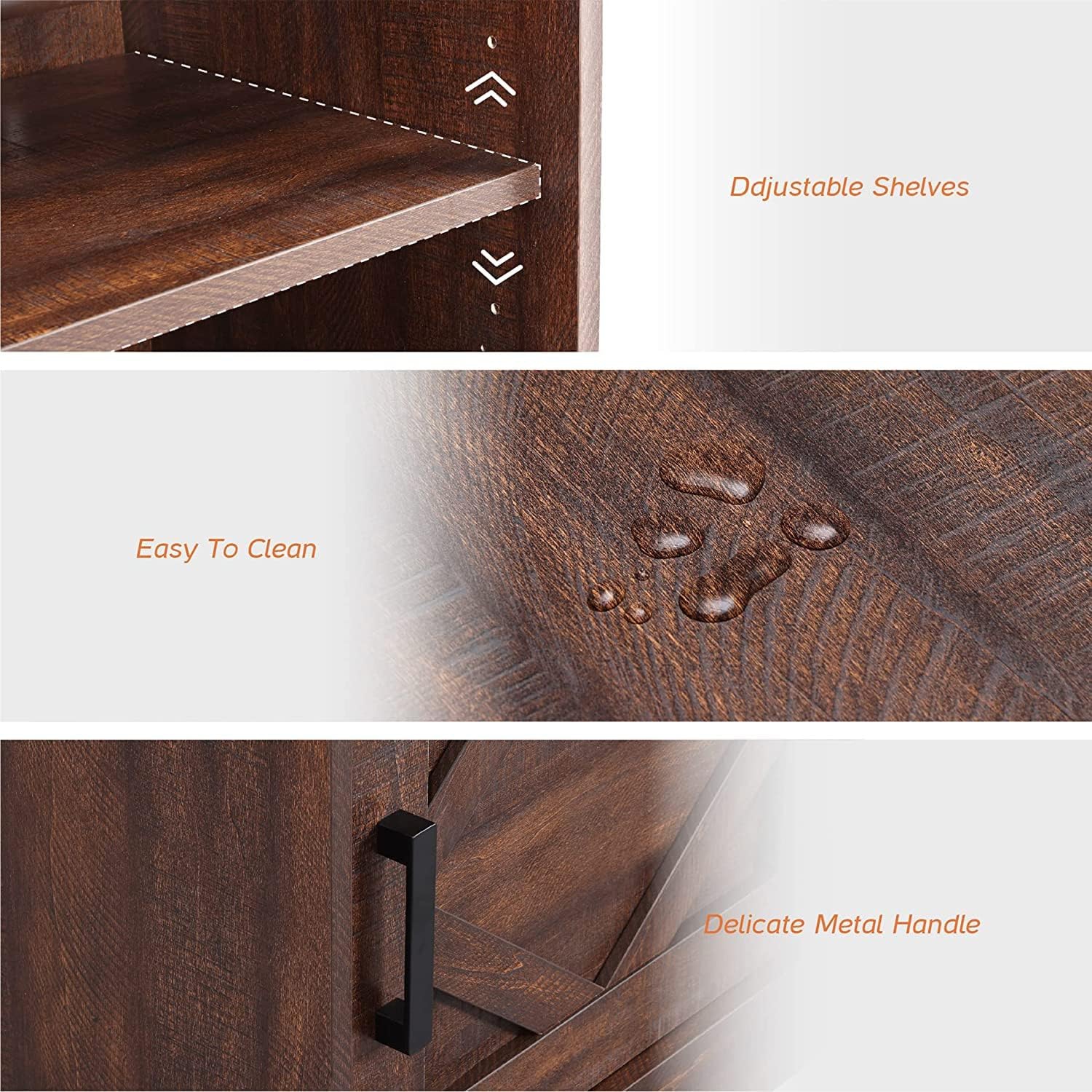 WAMPAT End Table Set of 2 Pedestal Side Table with Drawer and Storage Cabinet Wooden Bedside Table Nightstands for Living Room Bedroom,Rustic Brown