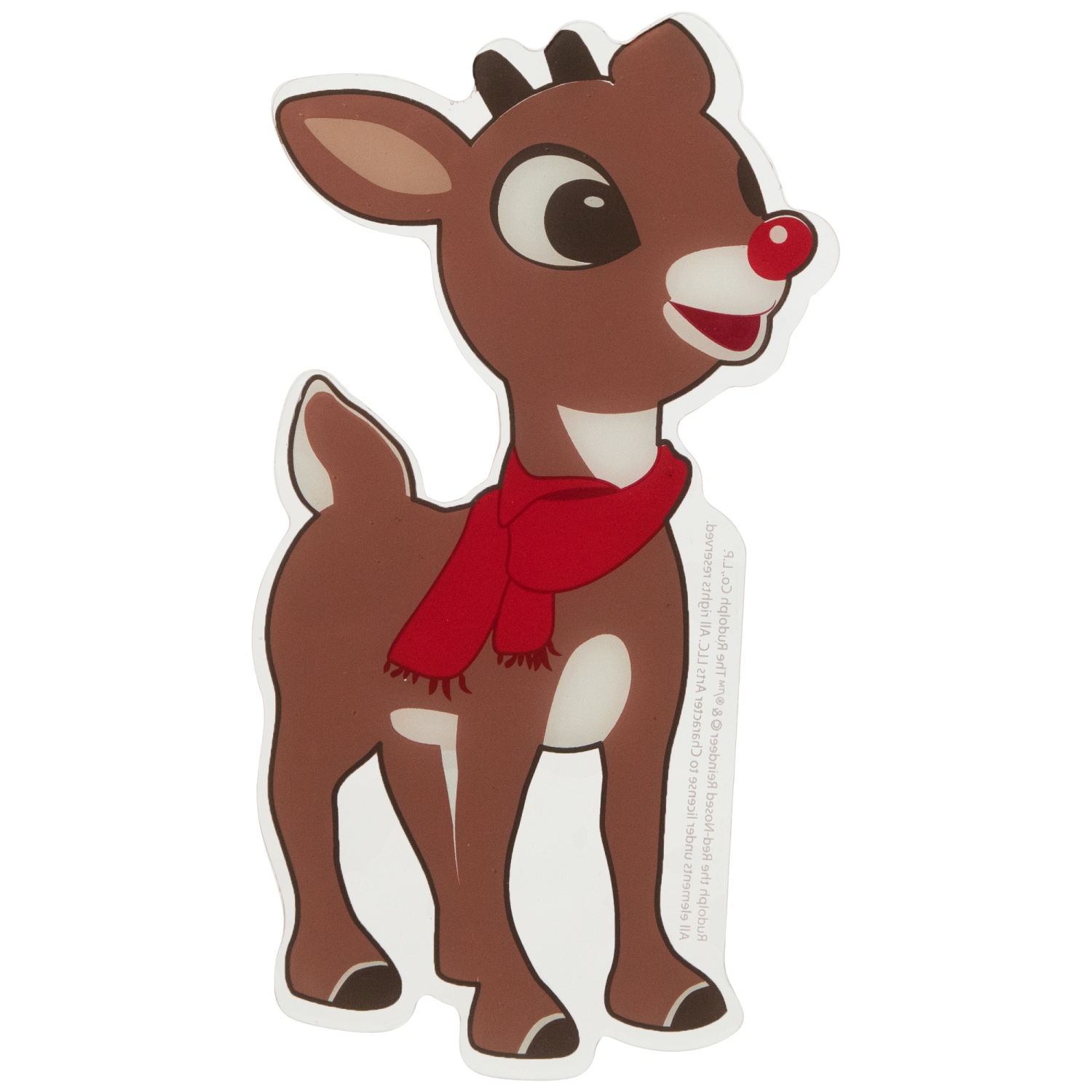 8" Rudolph in Red Scarf Double Sided Gel Window Cling Decoration