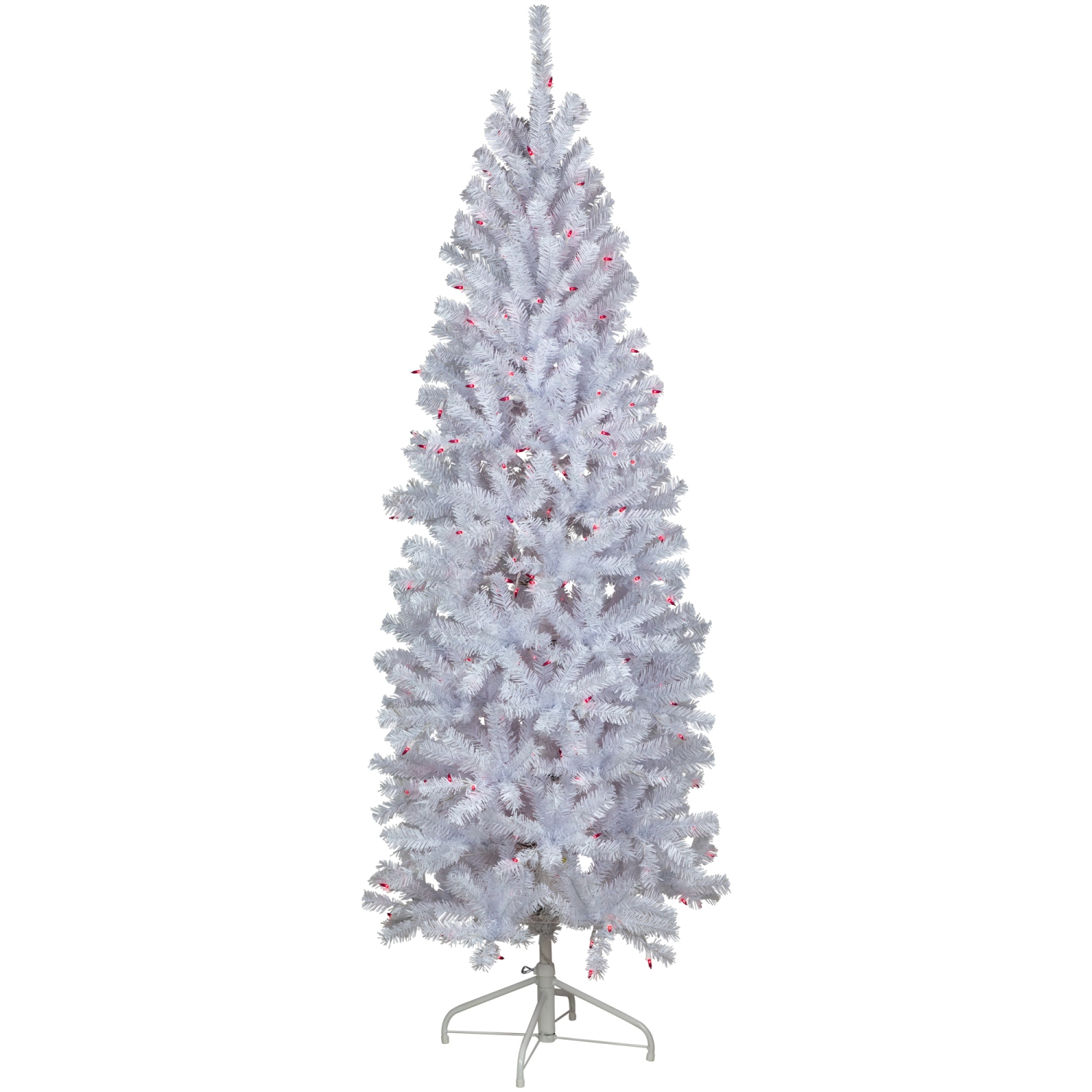 6.5' Pre-Lit Slim Geneva White Spruce Artificial Christmas Tree, Pink Lights