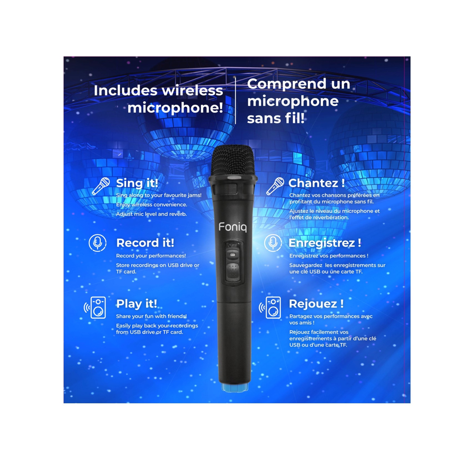 Foniq Atom Karaoke-Style Party Speaker with LED Light Show