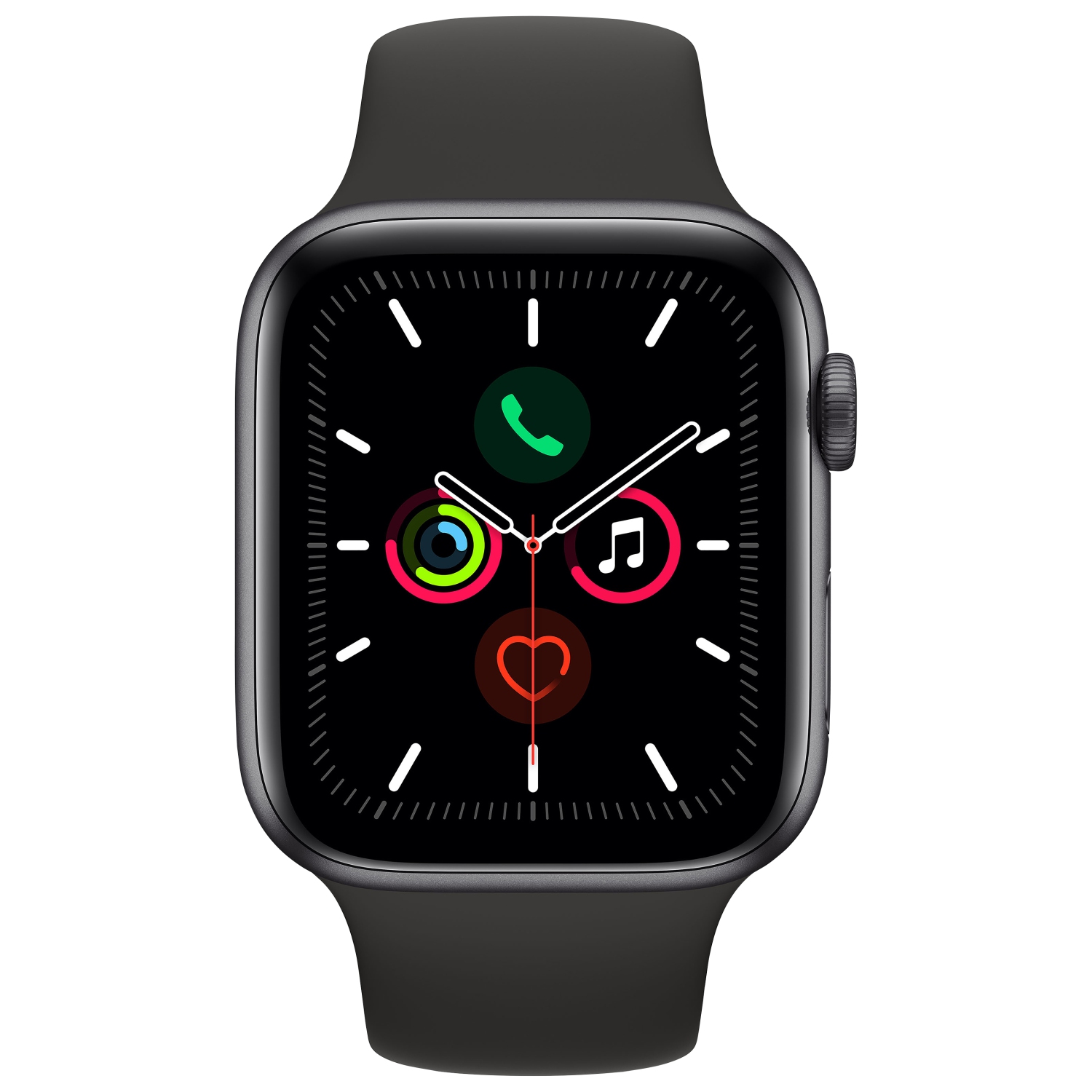 Refurbished (Excellent) - Apple Watch Series 5 (GPS + Cellular) 44mm Space Grey Aluminum Case w/ Black Sport Band