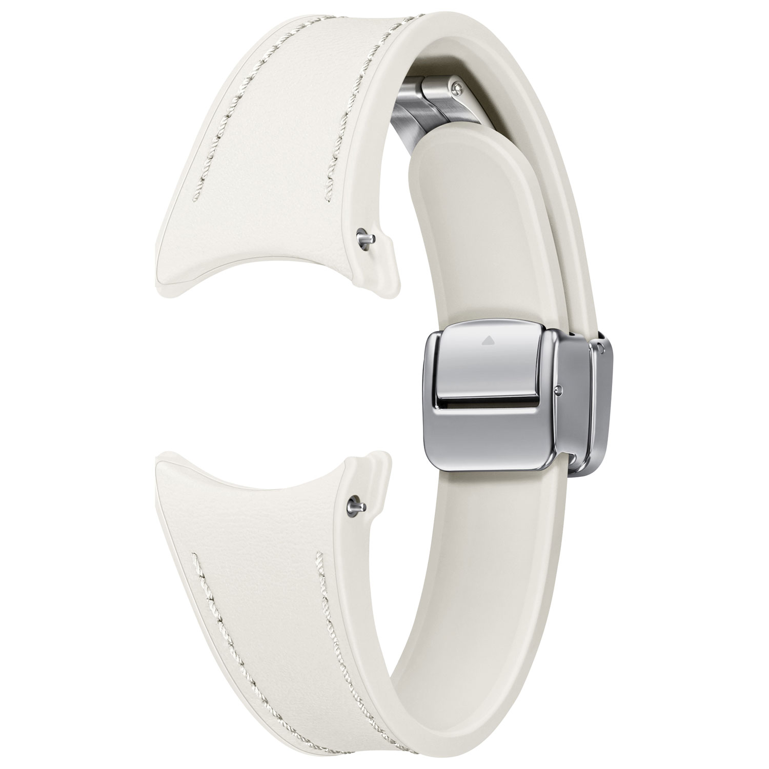 Bracelet en cuir végétal avec boucle en D pour Galaxy Watch de Samsung - Petit/Moyen - Crème