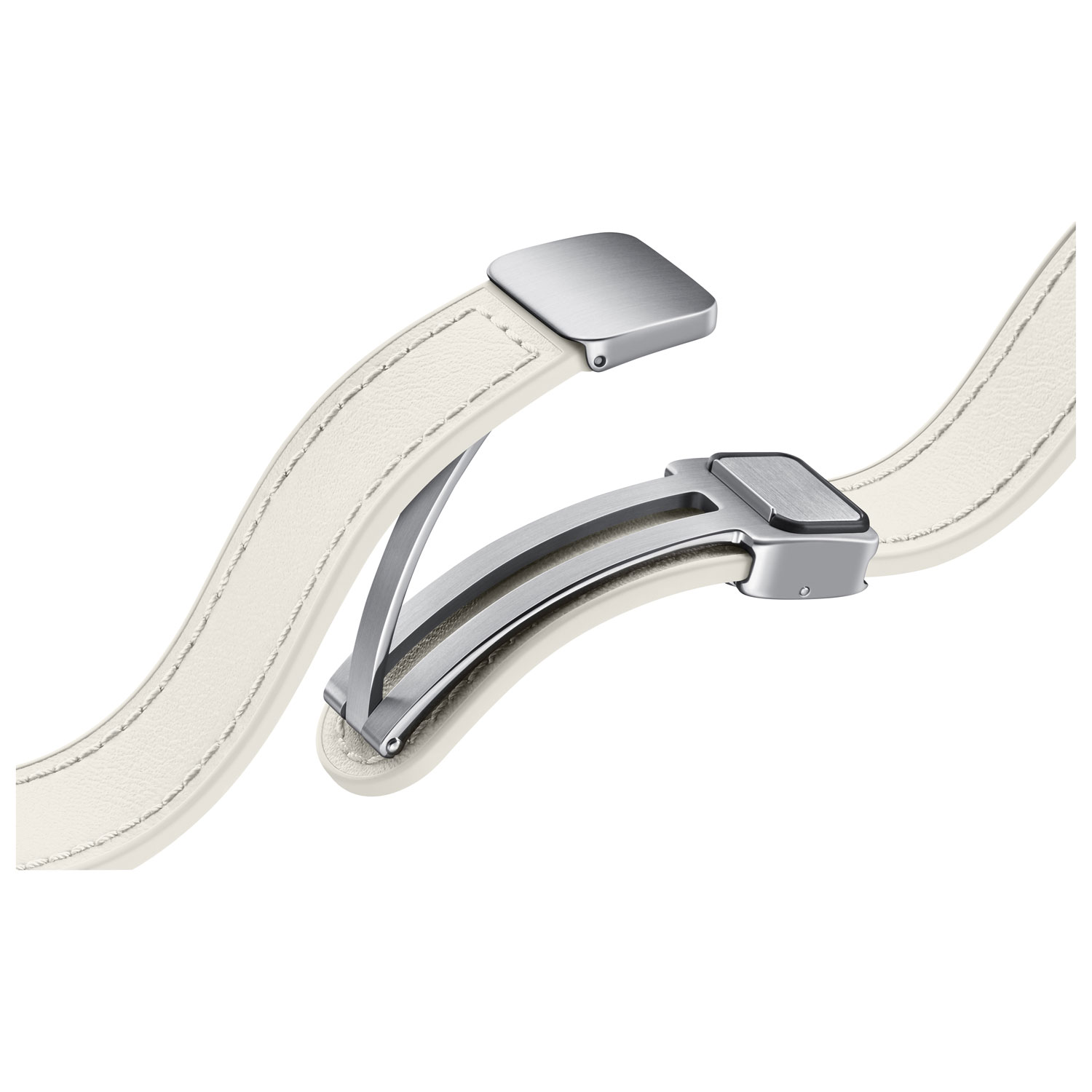 Bracelet en cuir végétal avec boucle en D pour Galaxy Watch de Samsung - Petit/Moyen - Crème