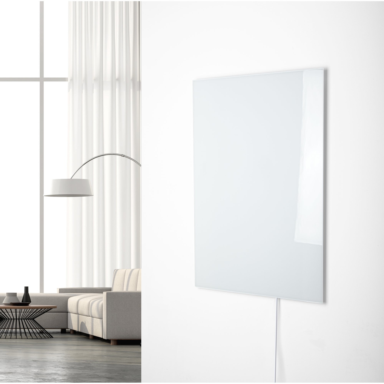 WarmlyYours Ember Glass Infrared Radiant Heat Panel, Plug-In or Hardwired, White, 600W, 35" x 24"