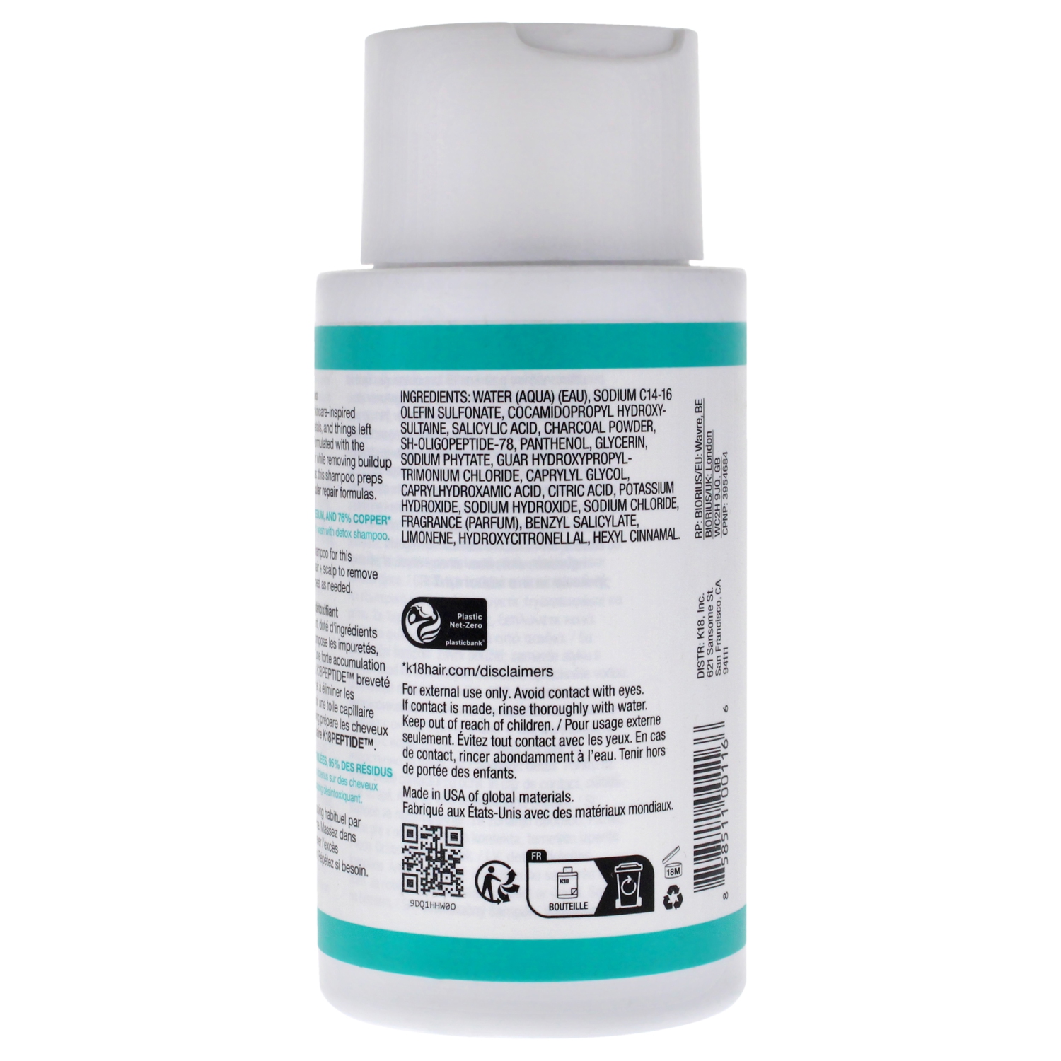 Shampooing Detox de peptide Prep par K18 Hair for unisexe - shampooing 8,5 oz