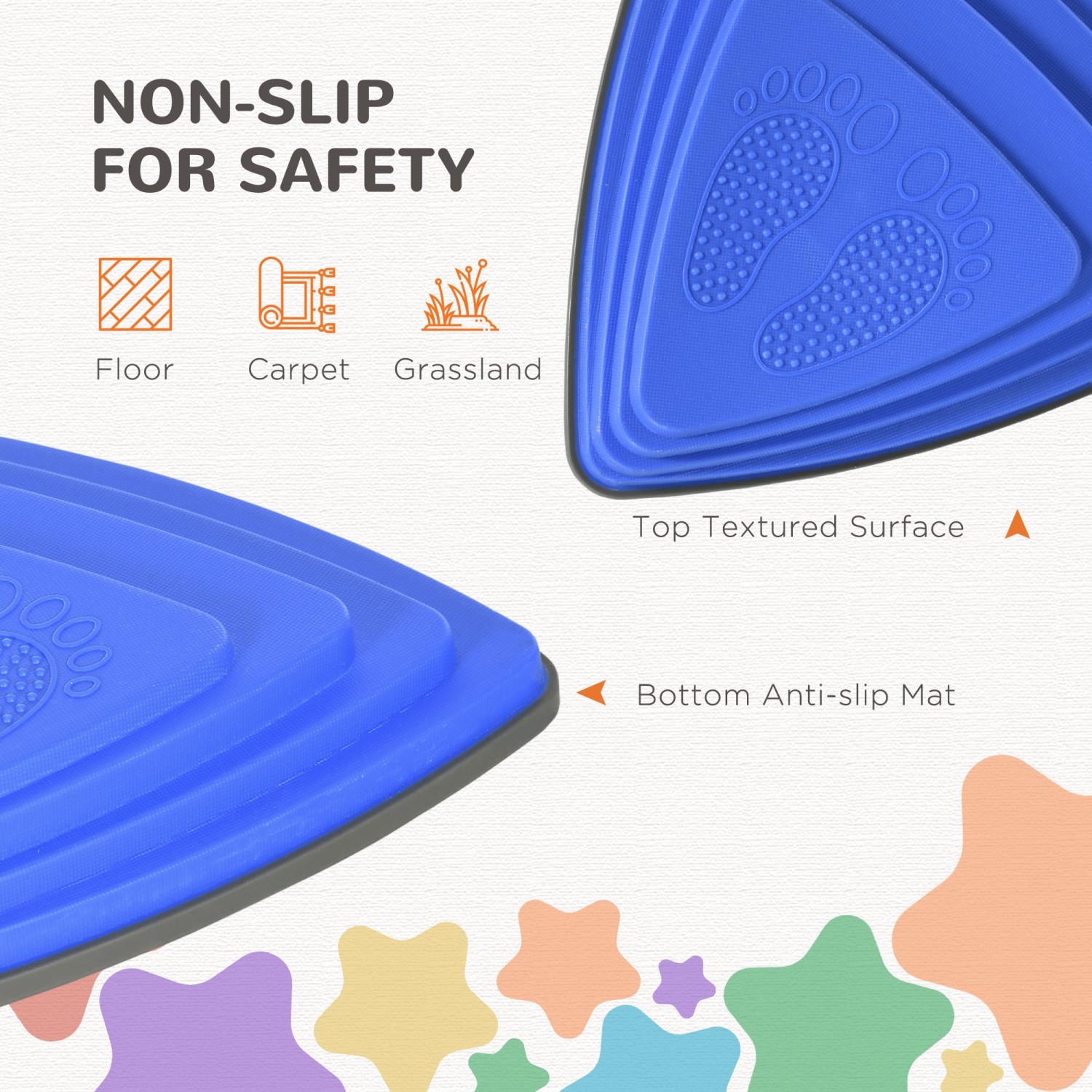 Outsunny – 11 pièces Stepping Stones Kids avec caoutchouc antidérapant, pierres de rivière empilables pour le jeu sensoriel de course à obstacles,