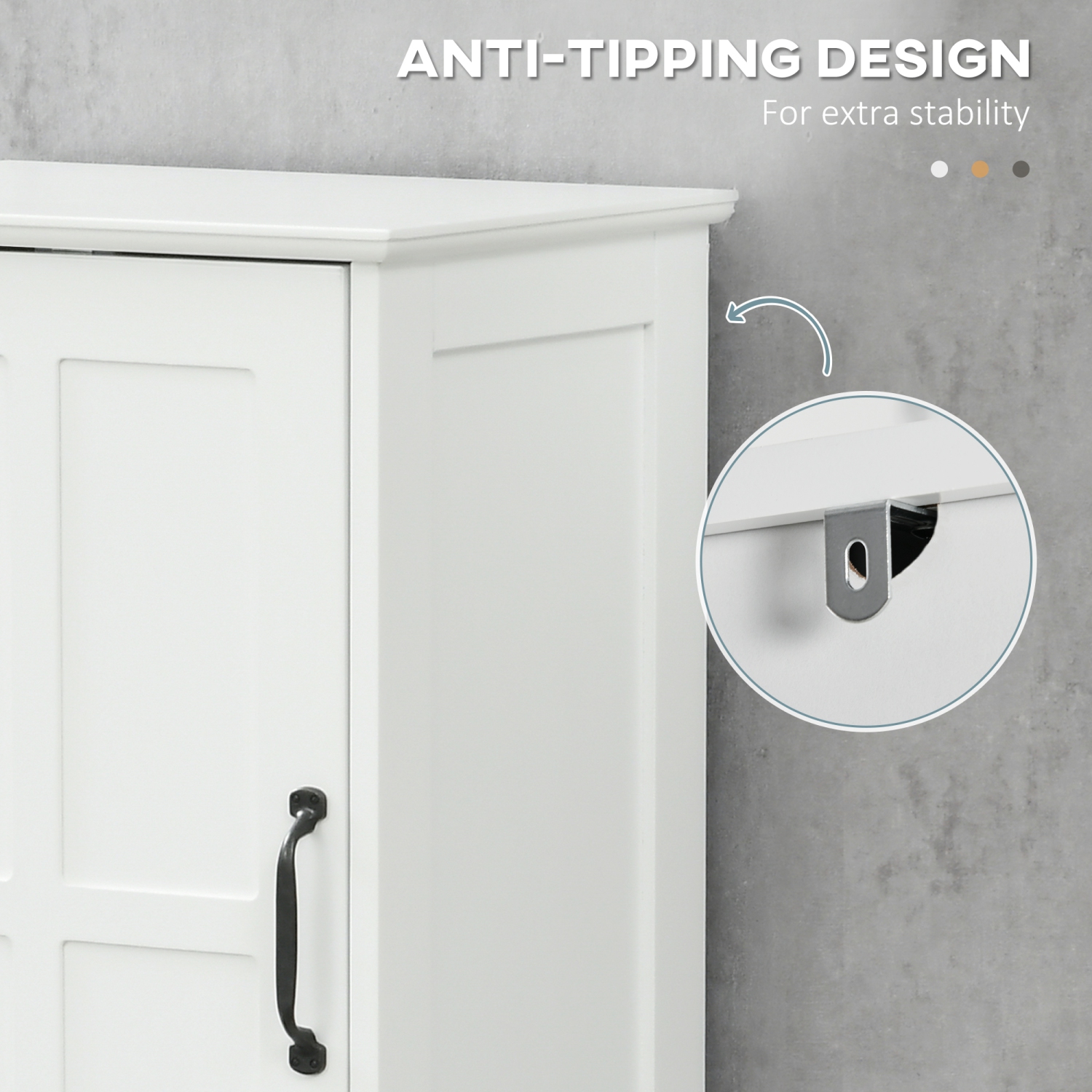 kleankin Bathroom Storage Cabinet, Narrow Bathroom Cabinet with Open Shelf, Drawer, Recessed Doors and Adjustable Shelves, White