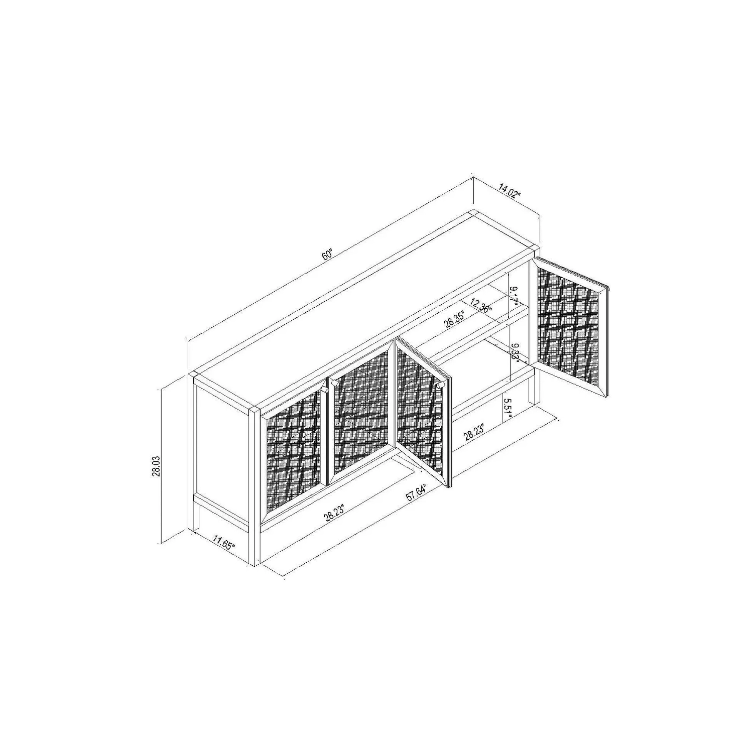 Springville Caned Door TV Stand