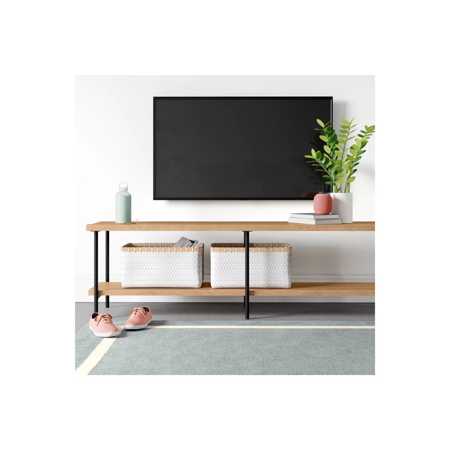 Wood And Metal Tv Stand For Tvs Up To 60"