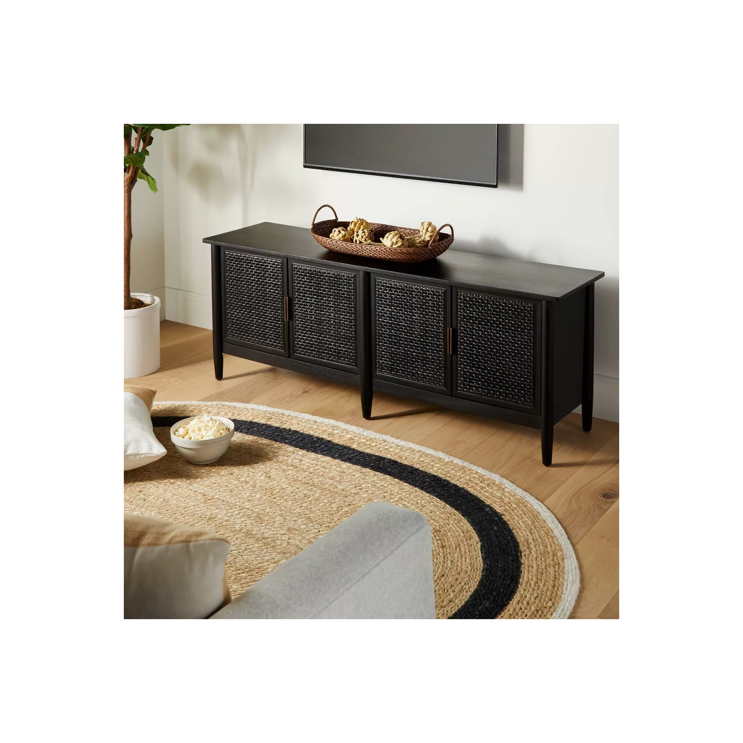 Wood & Cane Media Console Black - Hearth & Hand