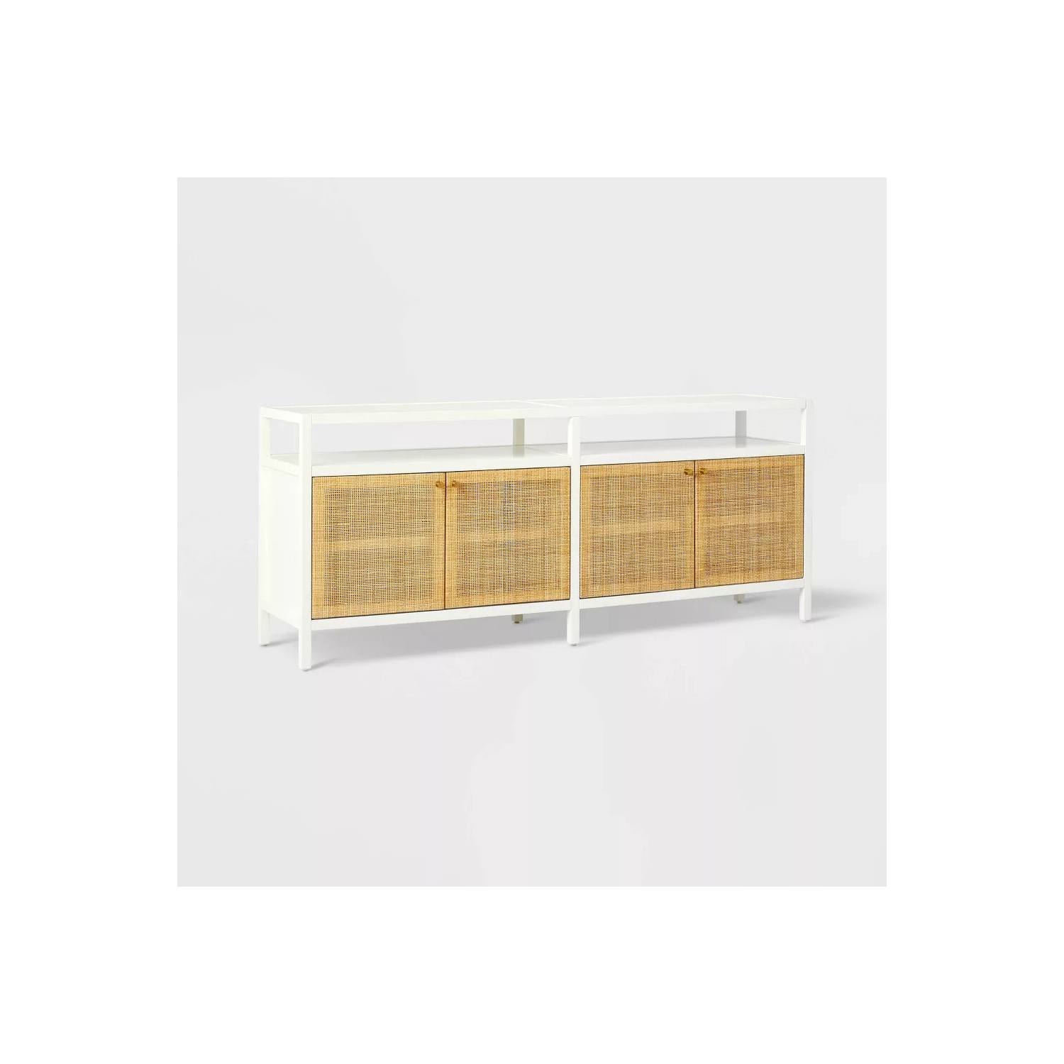 Meuble à porte en caned de Springville pour téléviseur de 72 po et moins - Blanc