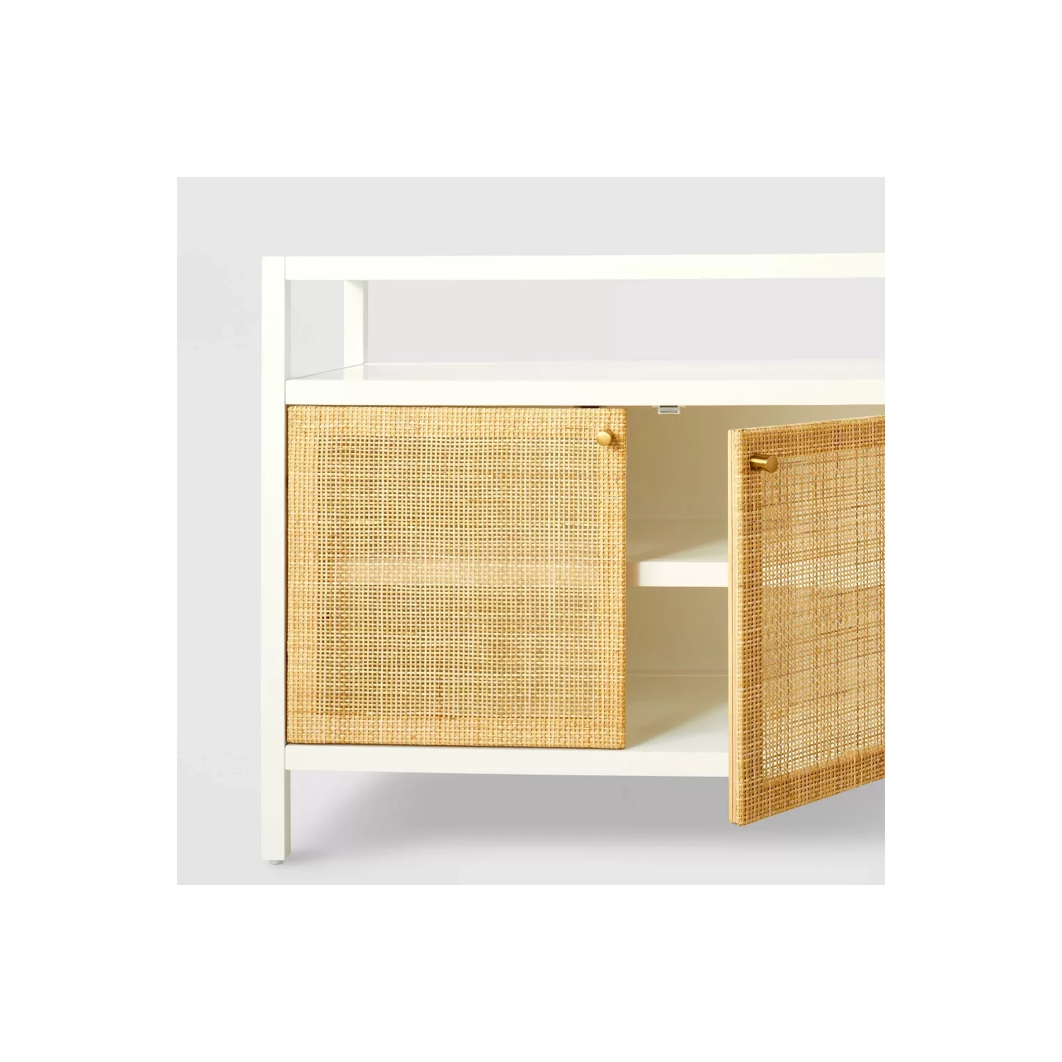 Meuble à porte en caned de Springville pour téléviseur de 72 po et moins - Blanc