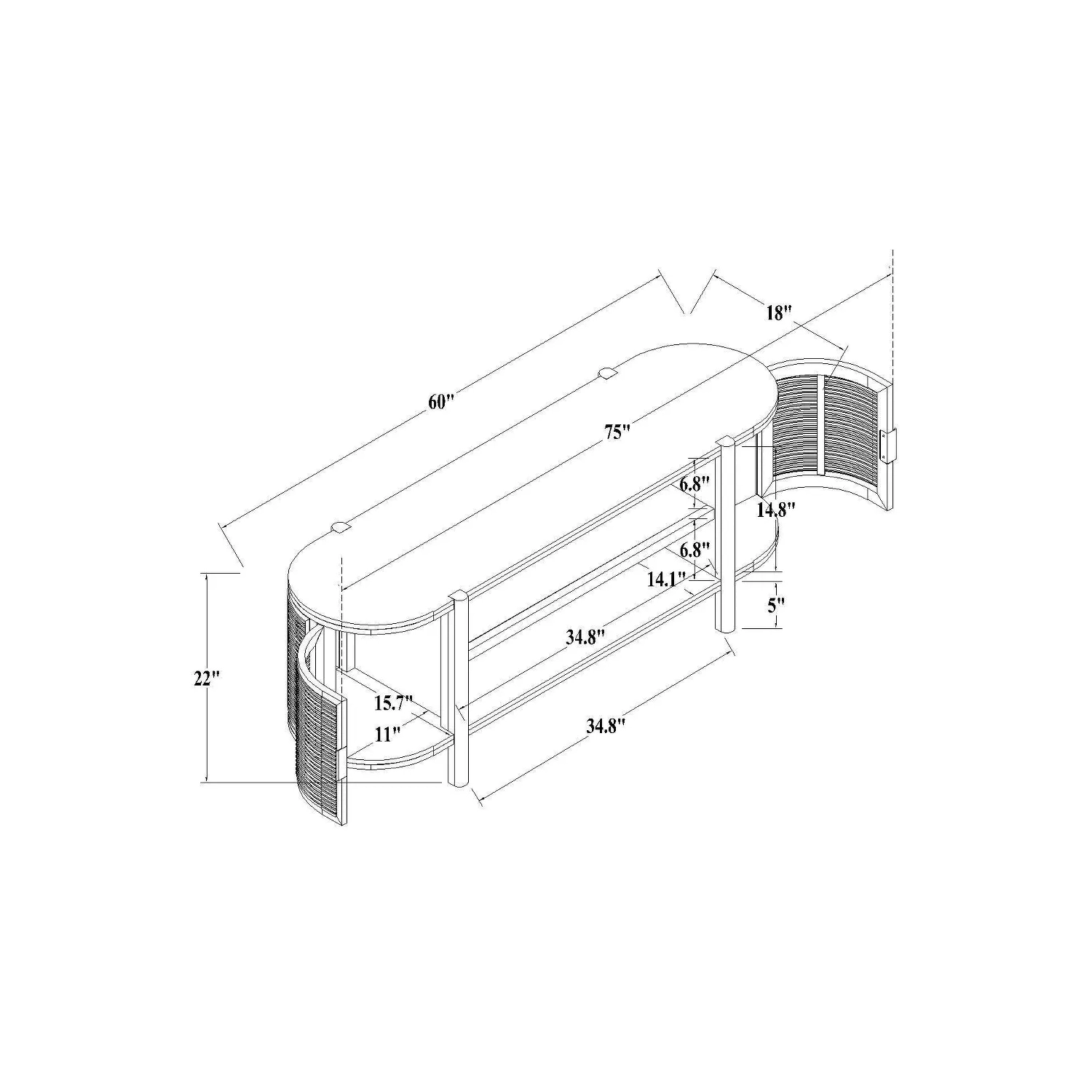 Portola Hills Caned Door Tv Stand For Tvs Up To 60" Walnut