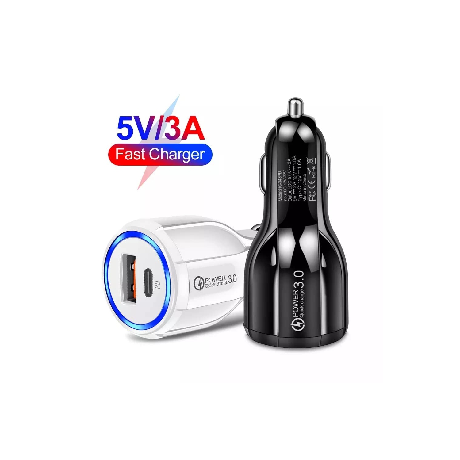 Chargeur USB-C pour l'auto de 2 W de TEDLIN à chargement rapide PD et QC à chargement rapide pour l'auto pour téléphones mobiles, tablettes et