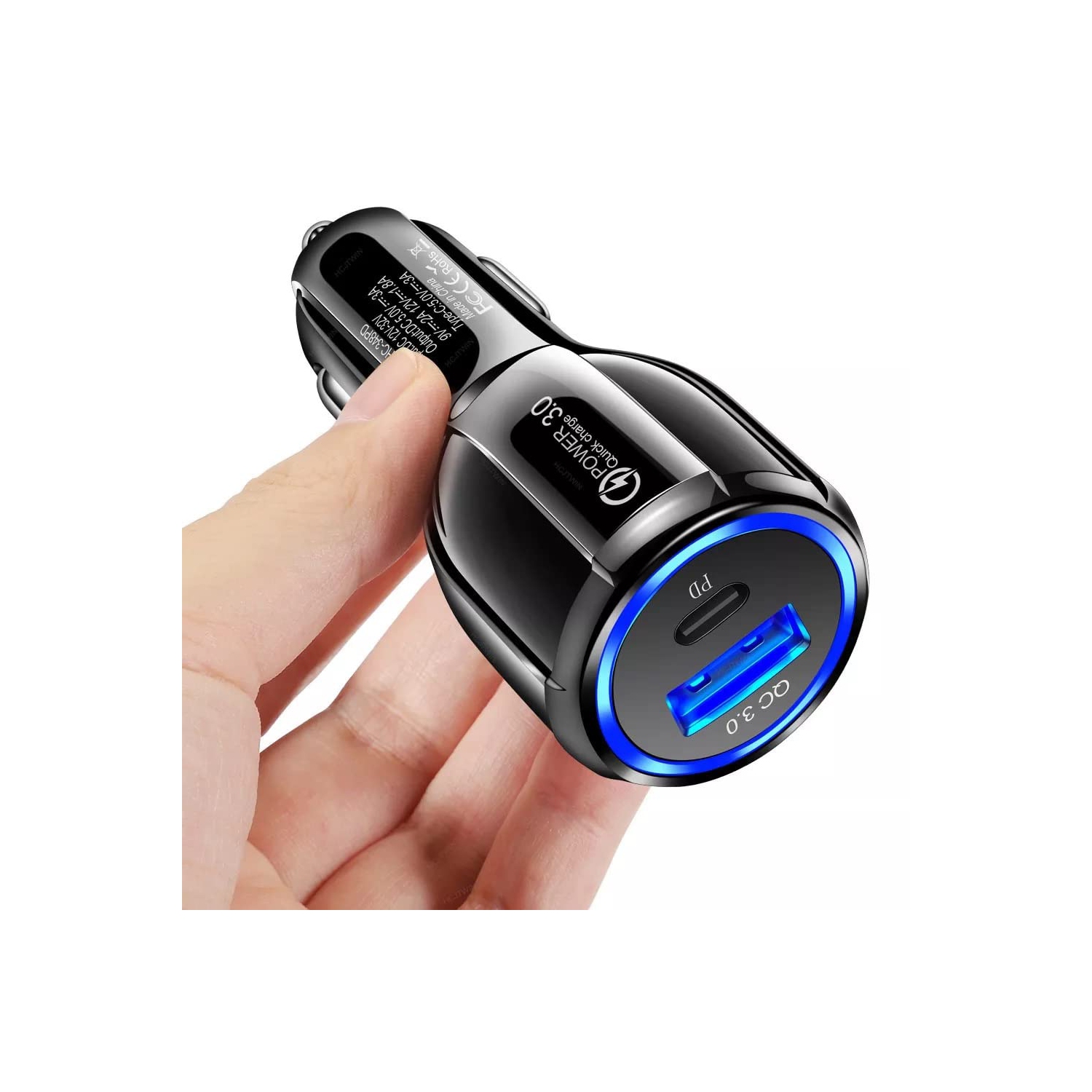 Chargeur USB-C pour l'auto de 2 W de TEDLIN à chargement rapide PD et QC à chargement rapide pour l'auto pour téléphones mobiles, tablettes et