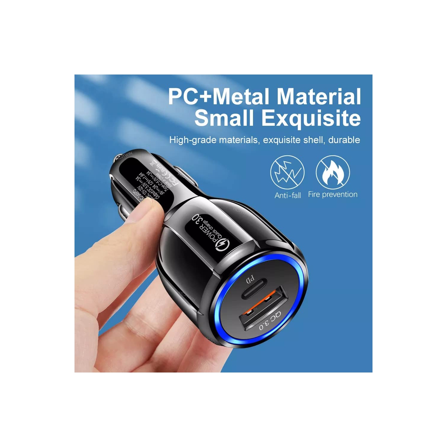 2 Pack of TEDLIN Car Charger USB C Car Charger Fast Charging PD and QC Fast USB Car Charger for Mobile Phones and Tablets and Earbuds