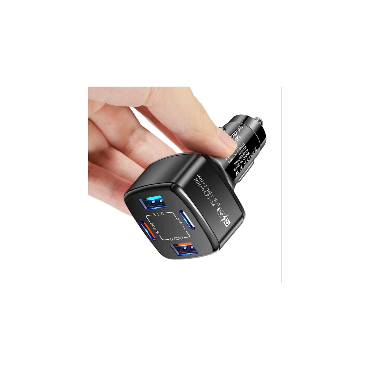 2 chargeurs USB PD 4 ports de TEDLIN chargeur pour l'auto de type C recharge rapide pour téléphone mobile pour voiture USB C recharge rapide 3,0