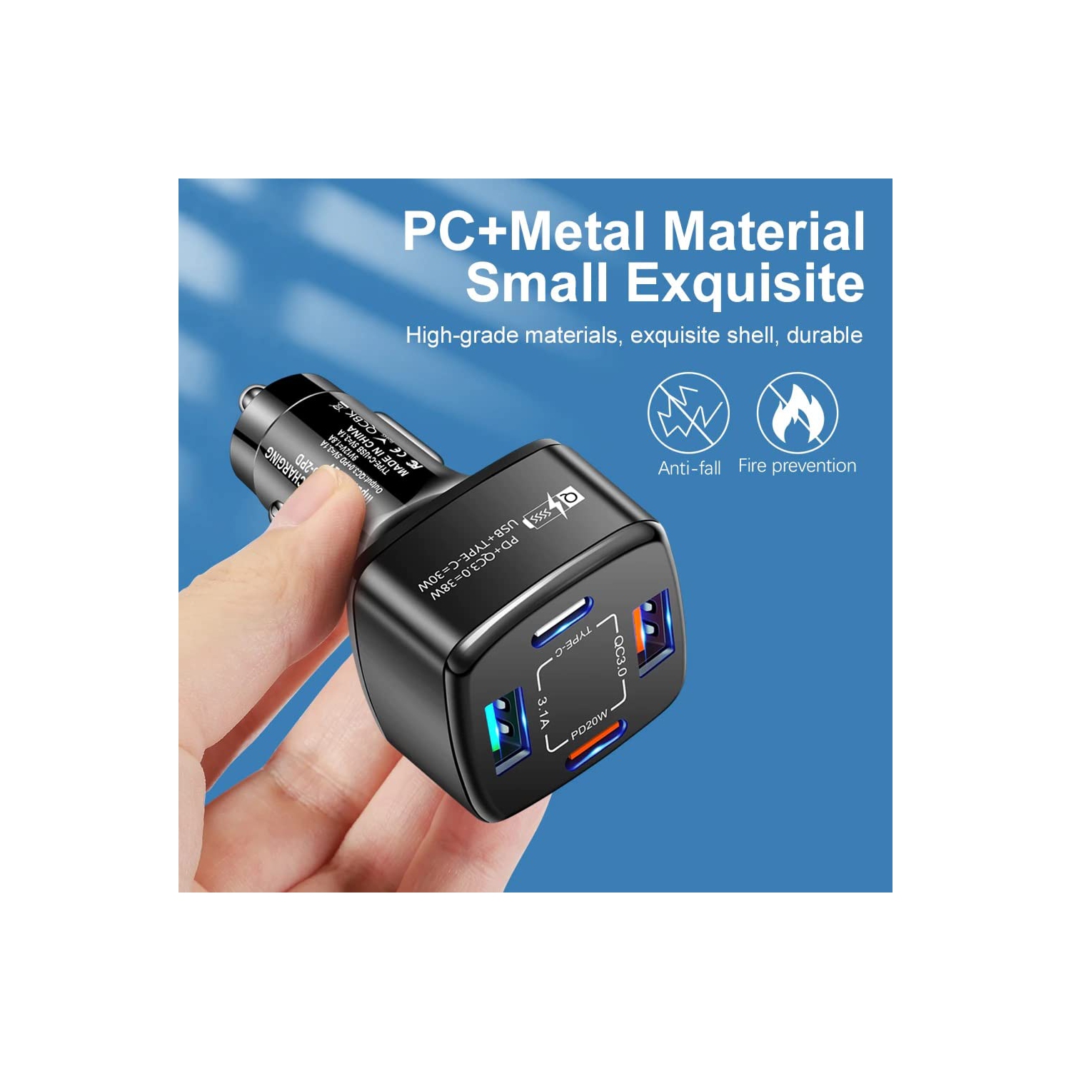 2 chargeurs USB PD 4 ports de TEDLIN chargeur pour l'auto de type C recharge rapide pour téléphone mobile pour voiture USB C recharge rapide 3,0