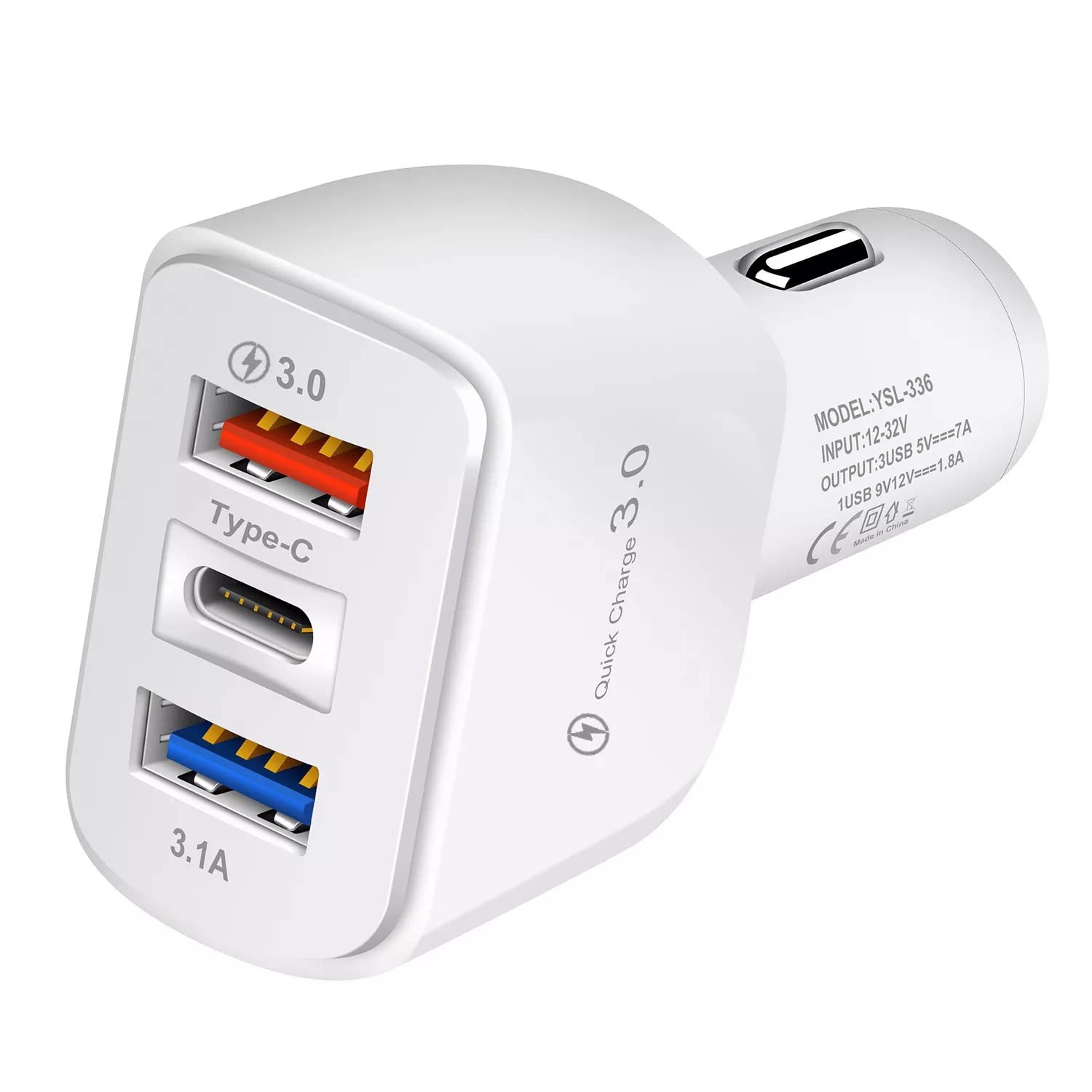 2 chargeur pour l'auto à 3 ports USB QC3,0 chargeur pour l'auto à chargement rapide 5&nbsp;V 3,1A chargeur pour l'auto à deux ports USB de type C