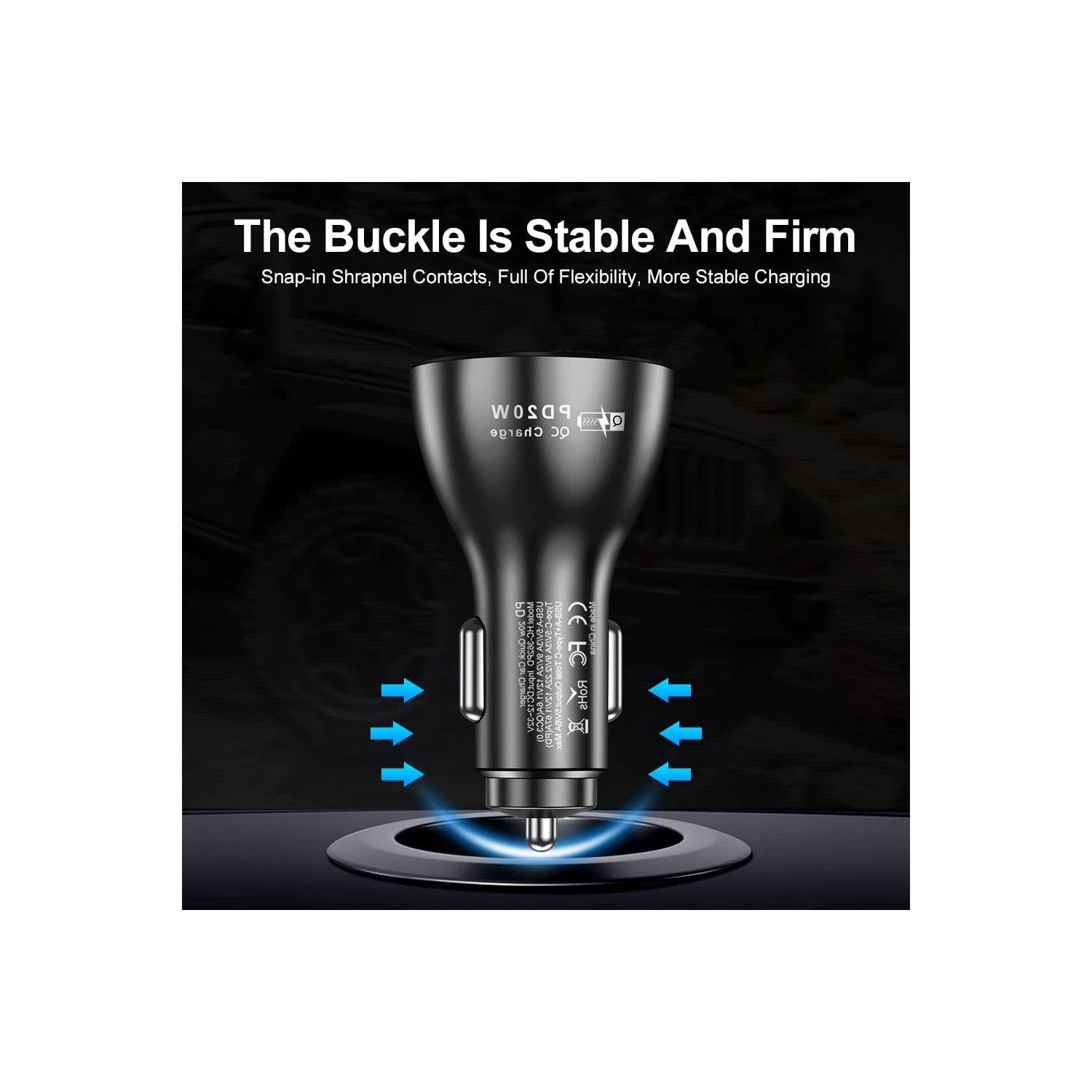 2 Pack of USB Fast Car Charger USB Type C / PD Fast Charger 20W 4 Port Multi-Functional Charger Power Adapter Compatible with iPad iPhone and Android