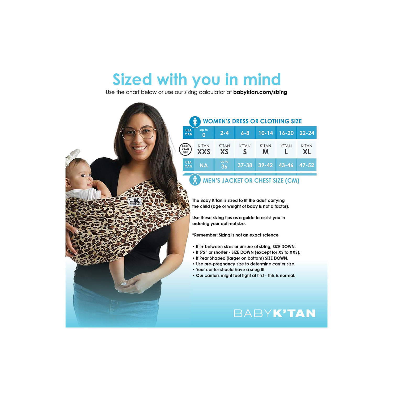 Porte-bébé préemballé prêt à porter Baby K'tan Leopard Love, petit