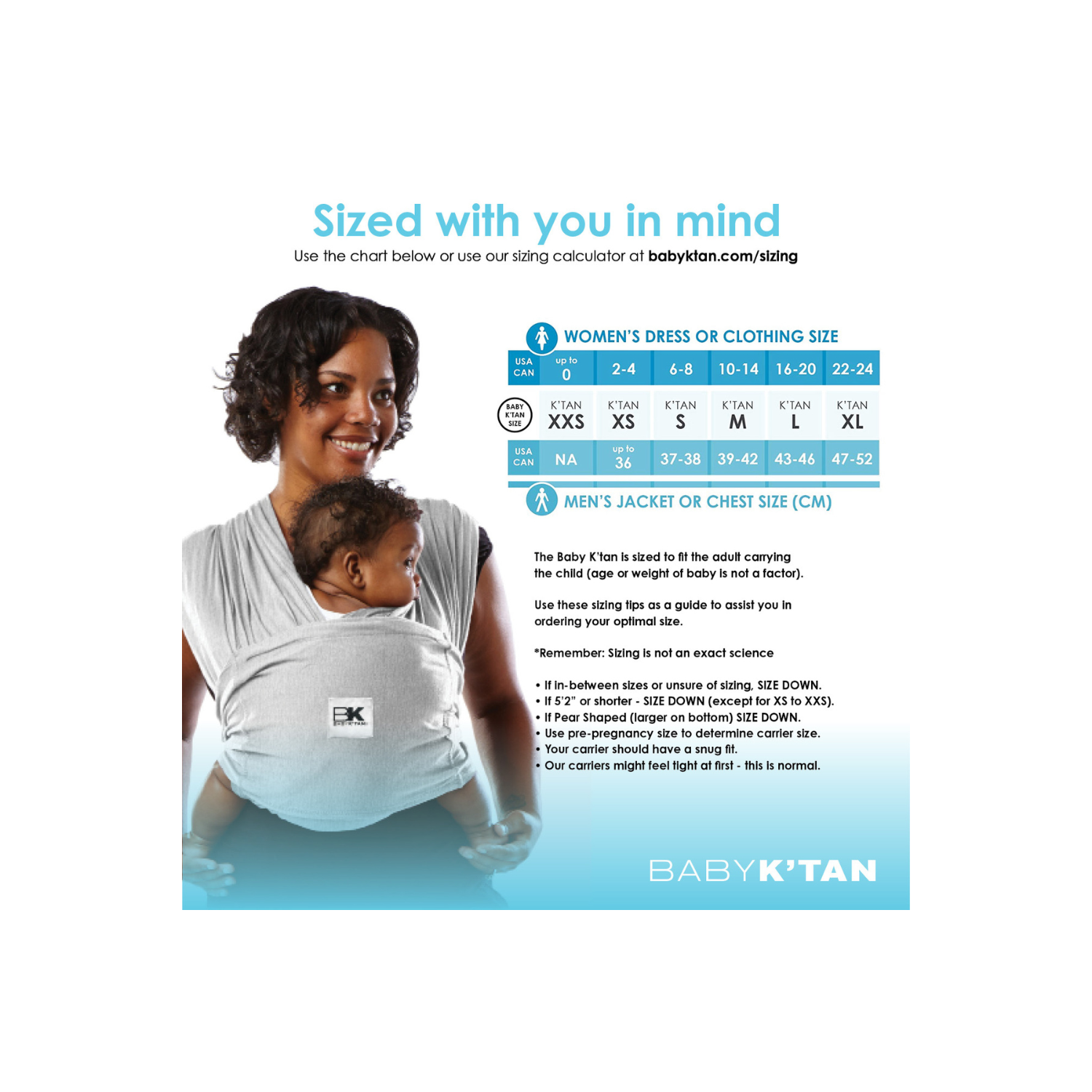 Porte-bébé préemballé prêt à porter Baby K'tan, gris chiné, très grand