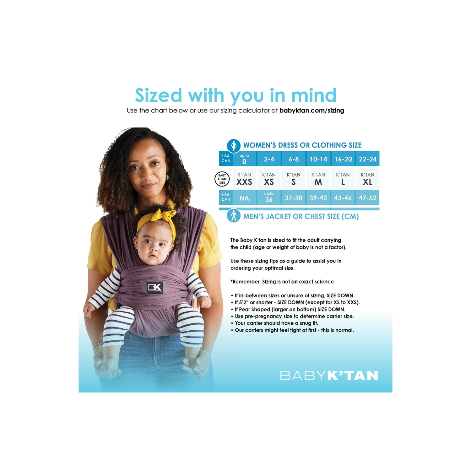 Porte-bébé préemballé prêt à porter de Baby K'tan, aubergine, moyen