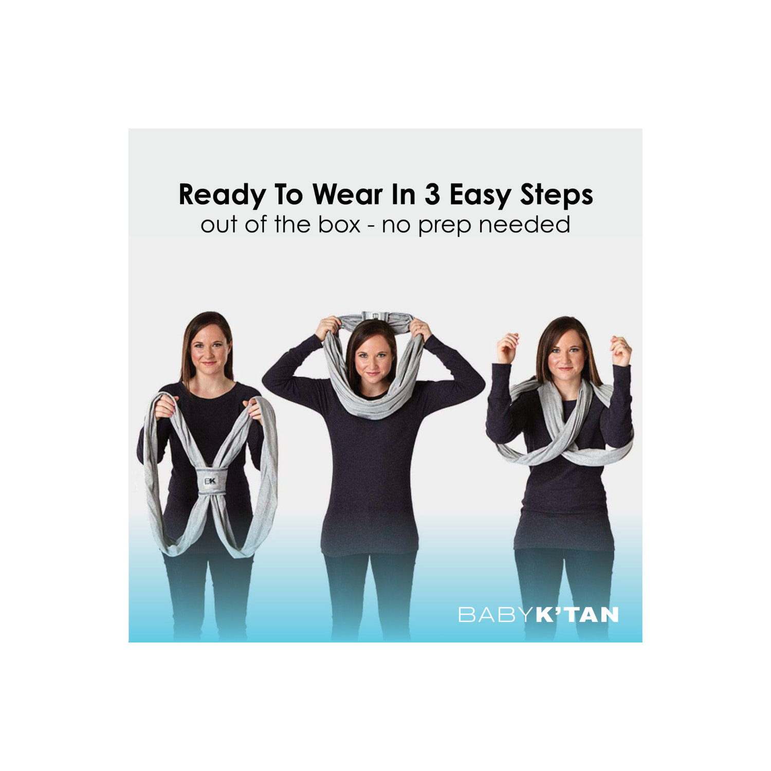 Baby K'tan Pre-Wrapped Ready To Wear Baby Wrap Carrier Heather Grey XSmall